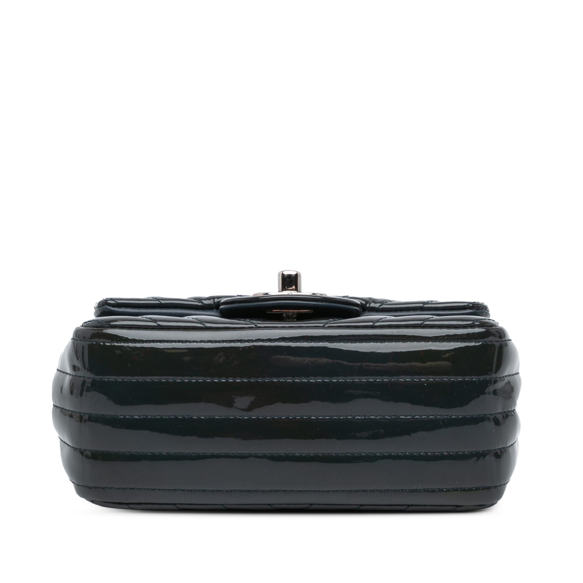 Chanel Mini Square Classic Chevron Patent Flap