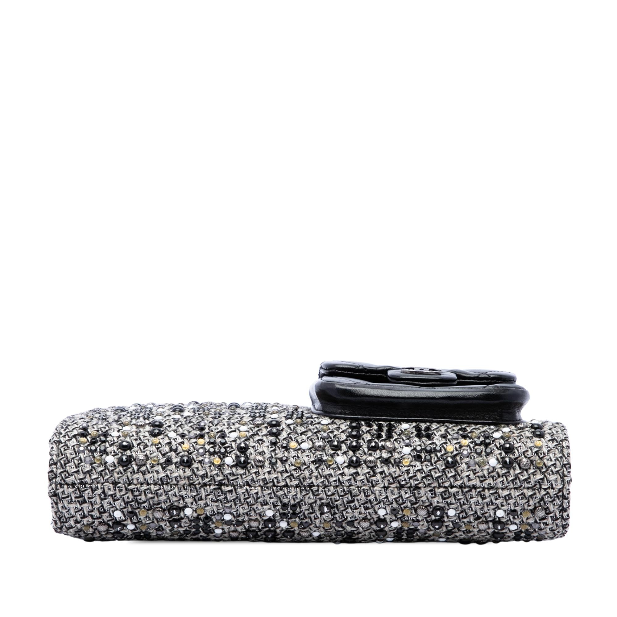 Chanel Monochrome Tweed Embellished Mineral Nights Pochette Wristlet
