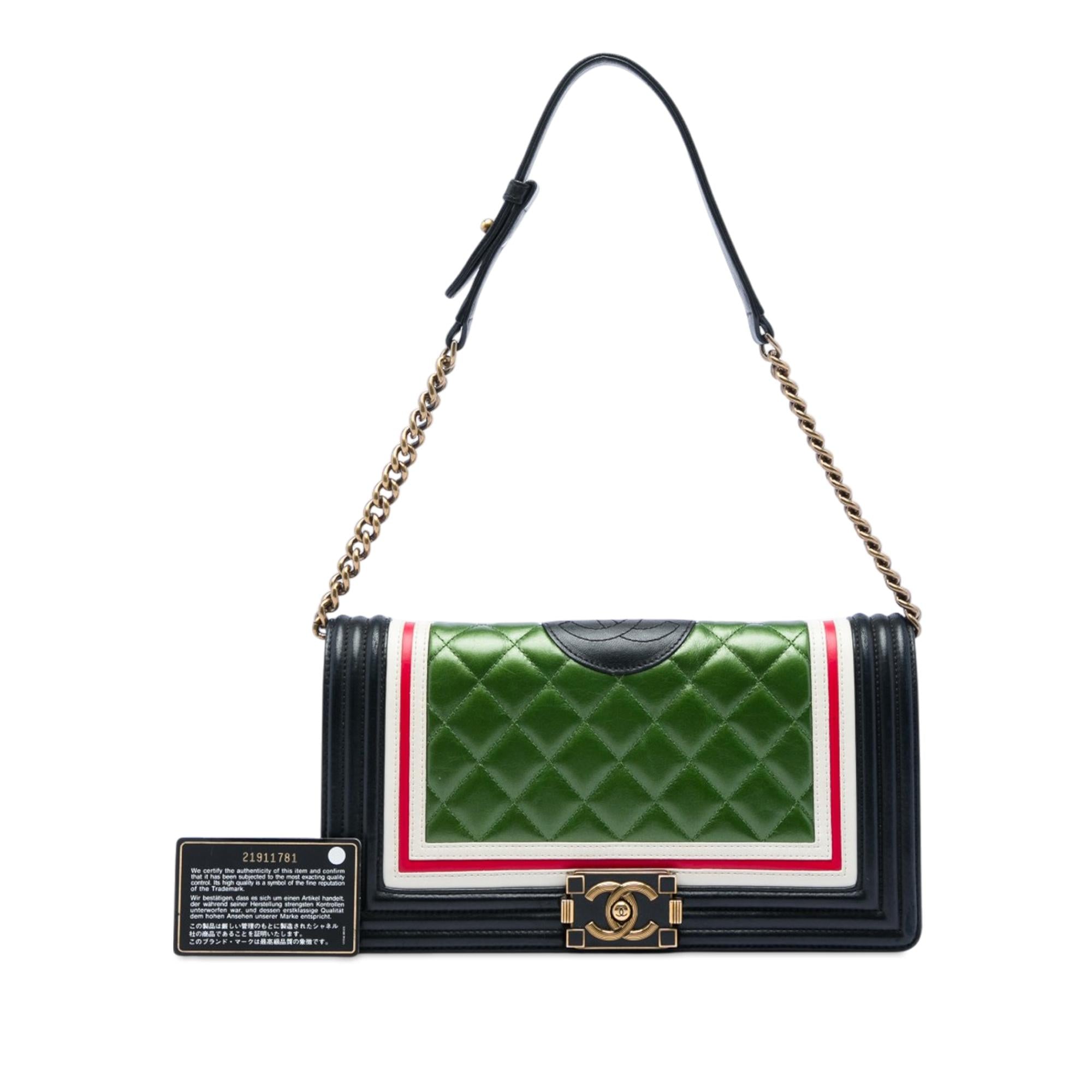 Chanel Multicolor Quilted Lambskin Crest East West Boy Flap