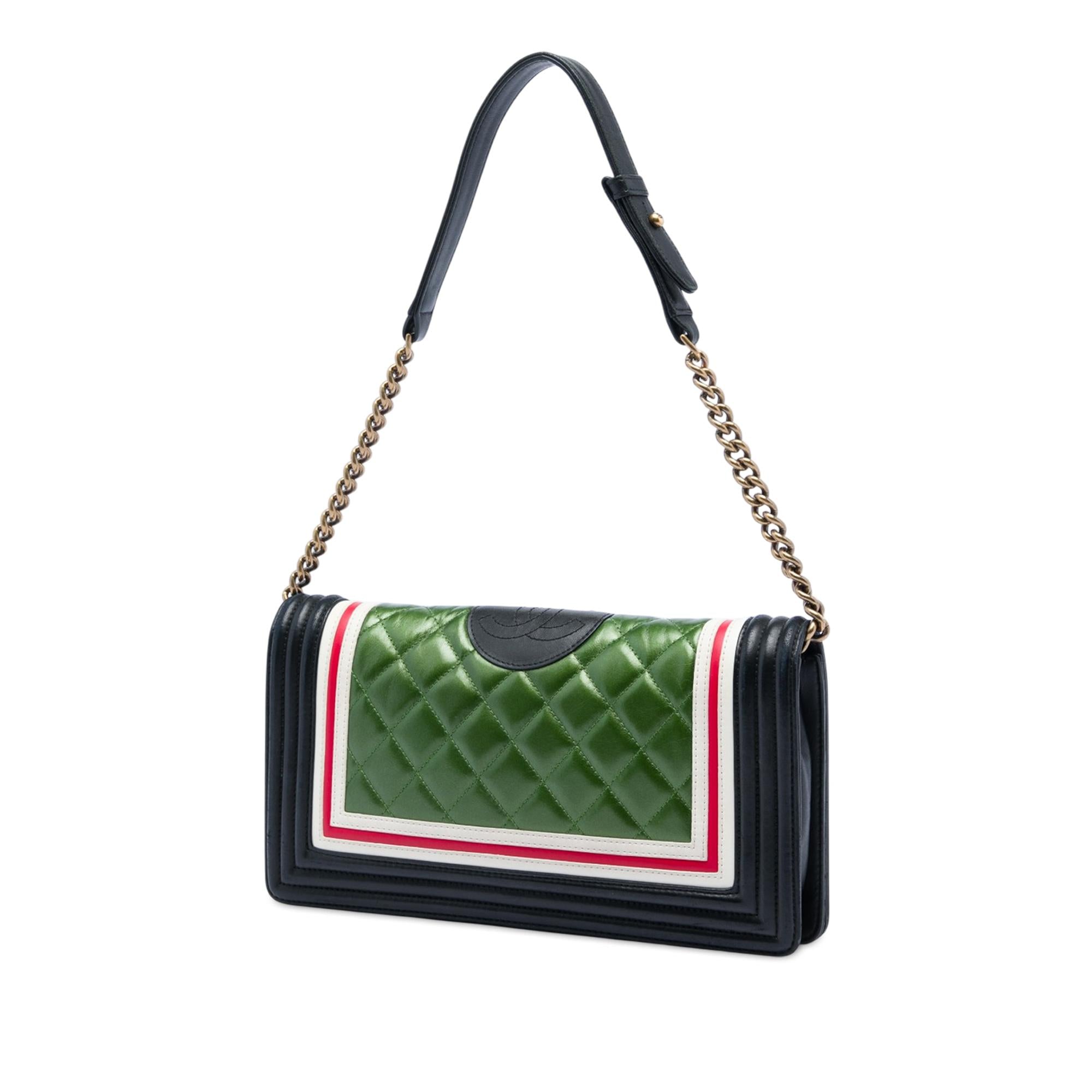 Chanel Multicolor Quilted Lambskin Crest East West Boy Flap