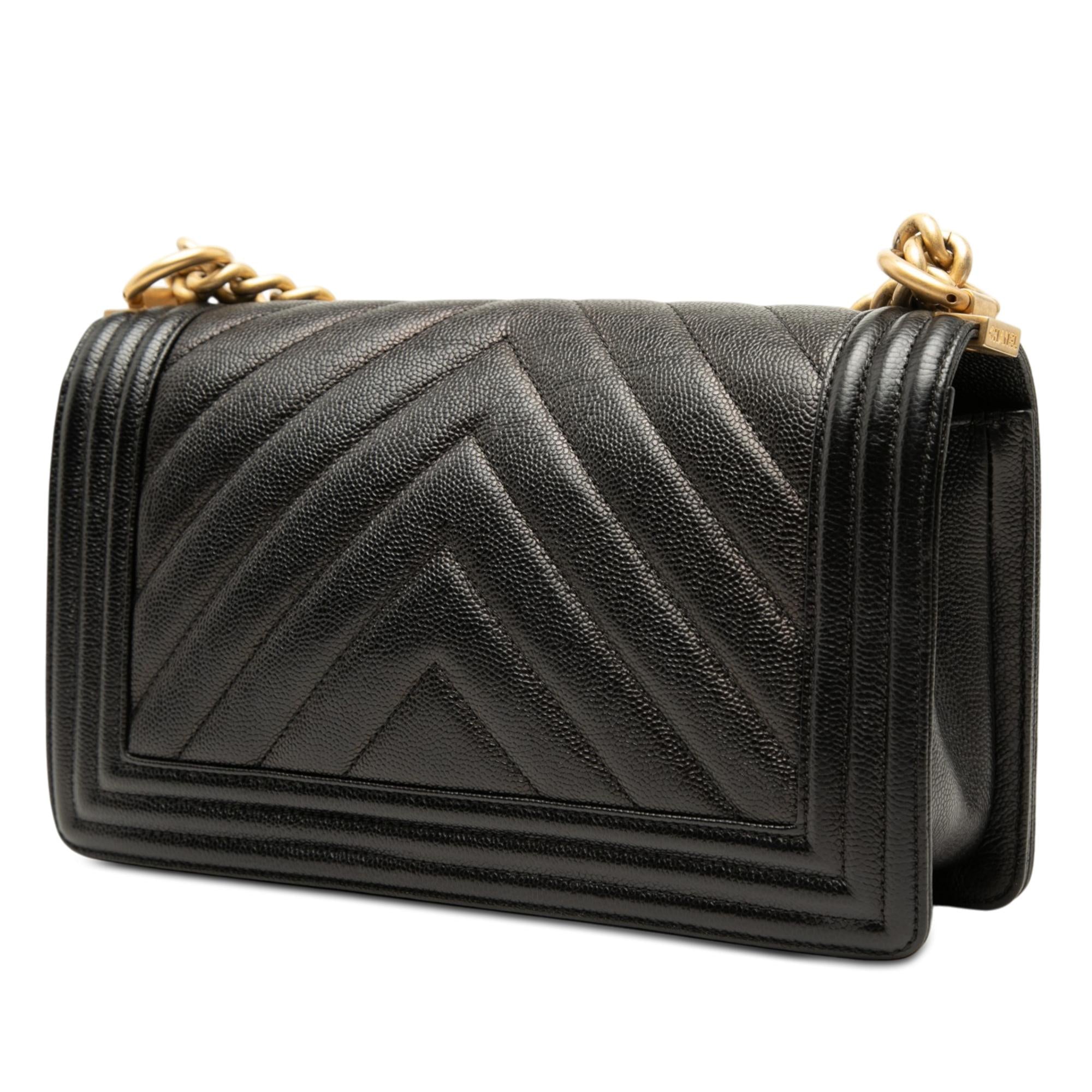 Chanel Old Medium Chevron Caviar Boy Flap