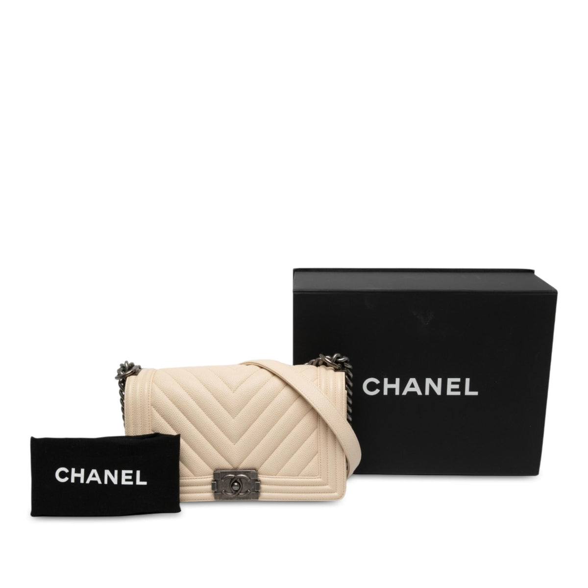 Chanel Old Medium Chevron Caviar Boy Flap