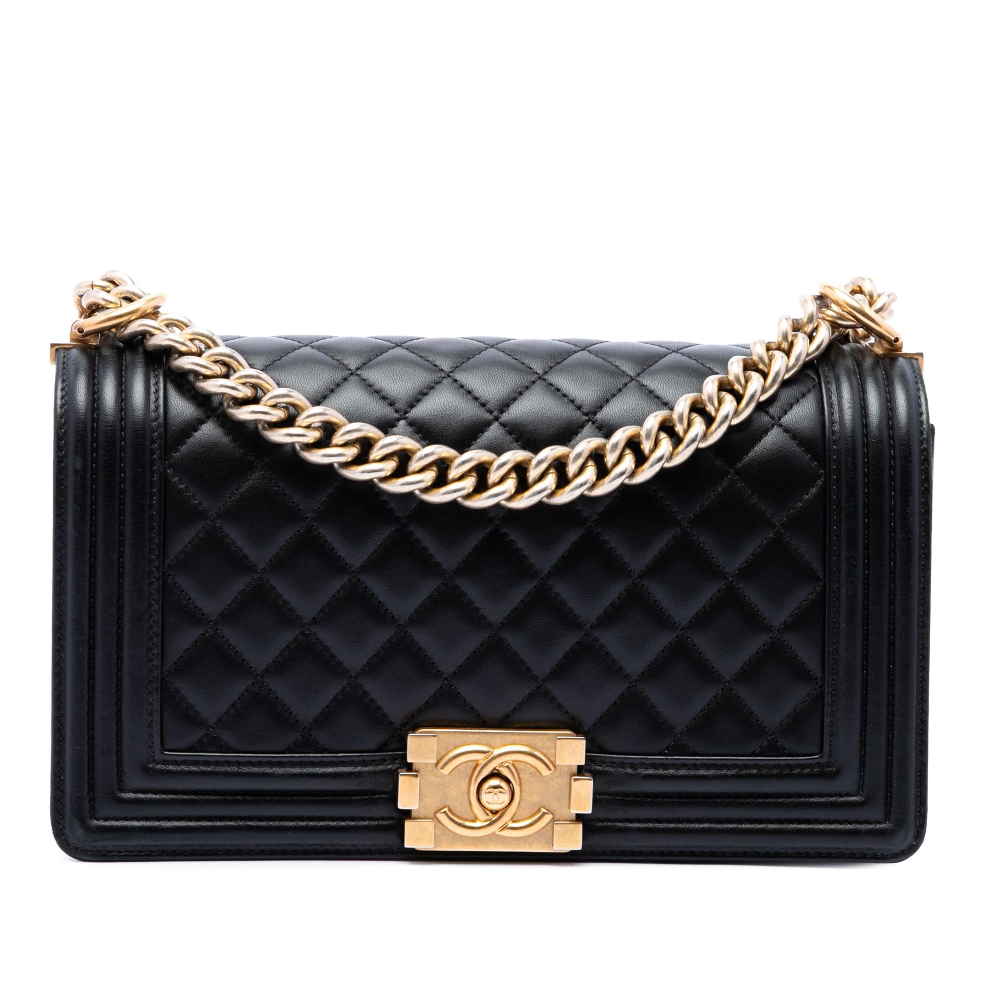 Chanel Old Medium Quilted Lambskin Gripoix Boy Flap