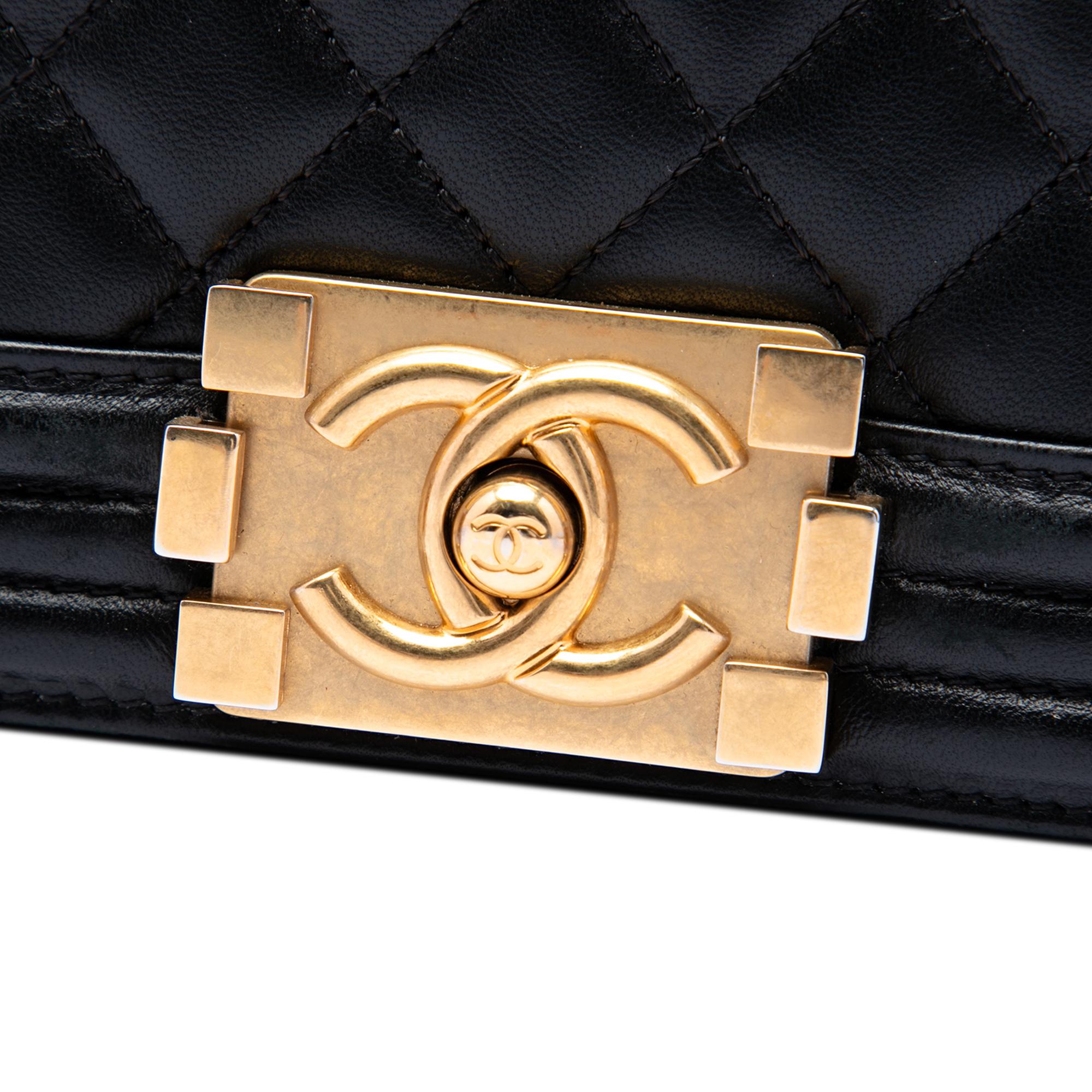 Chanel Old Medium Quilted Lambskin Gripoix Boy Flap
