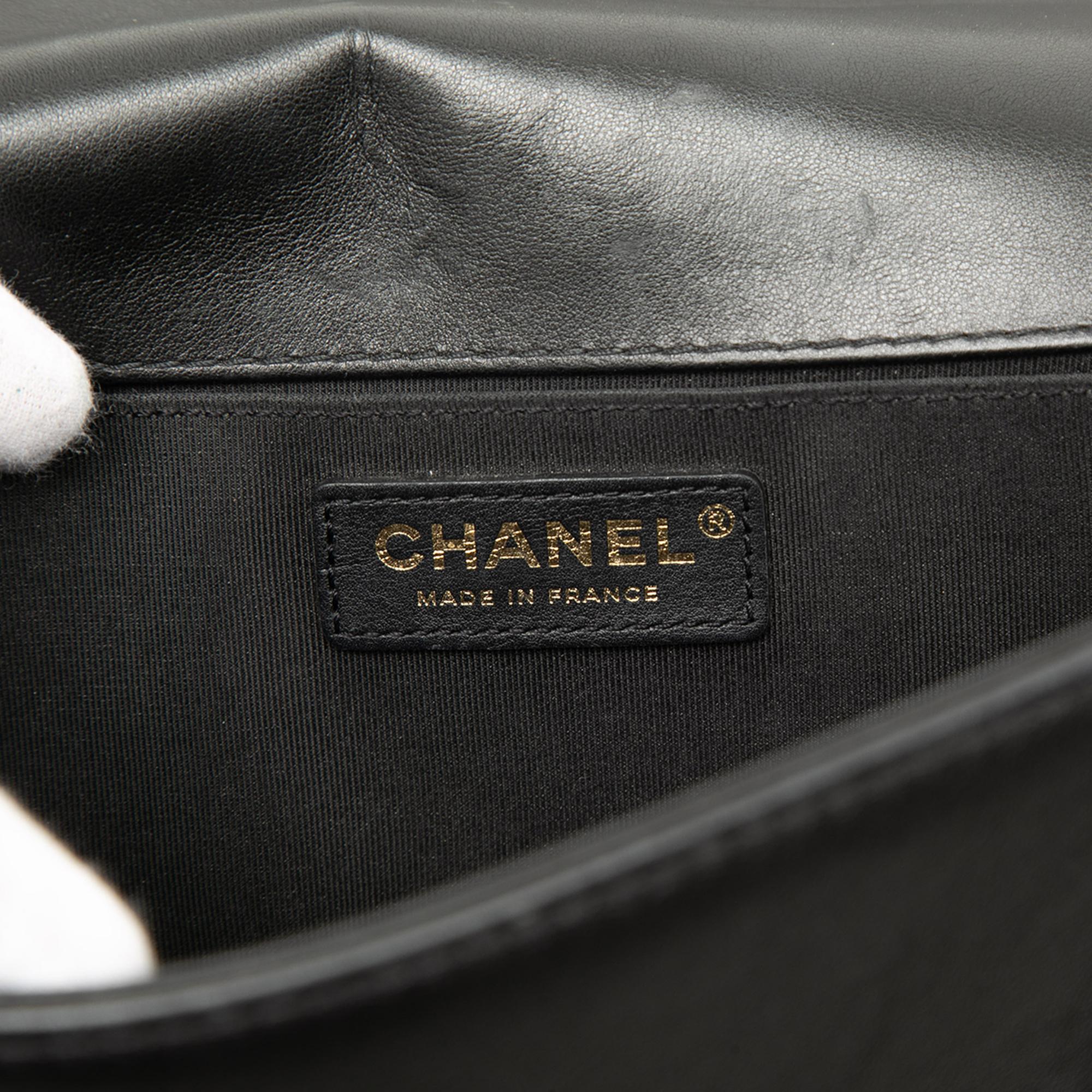 Chanel Old Medium Quilted Lambskin Gripoix Boy Flap