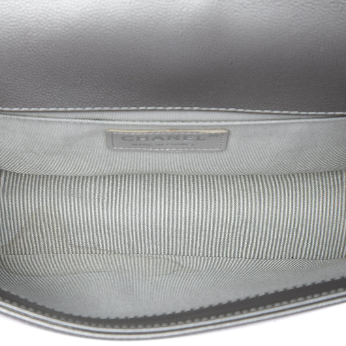 Chanel Old Medium Quilted Metallic Caviar Boy Flap