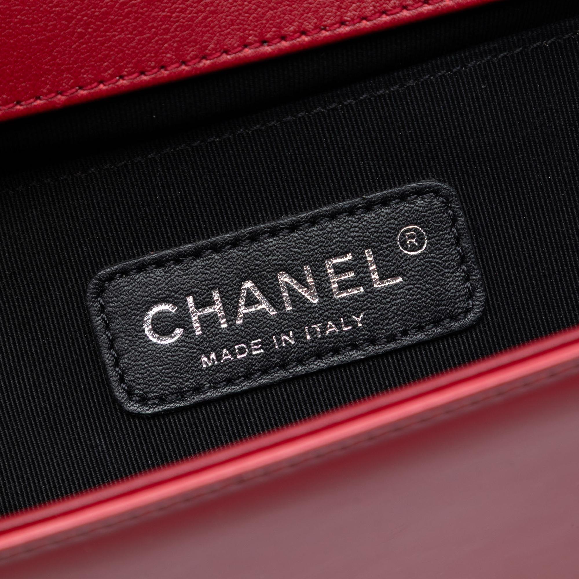 Chanel Old Medium Quilted Patent Acrylic Boy Flap