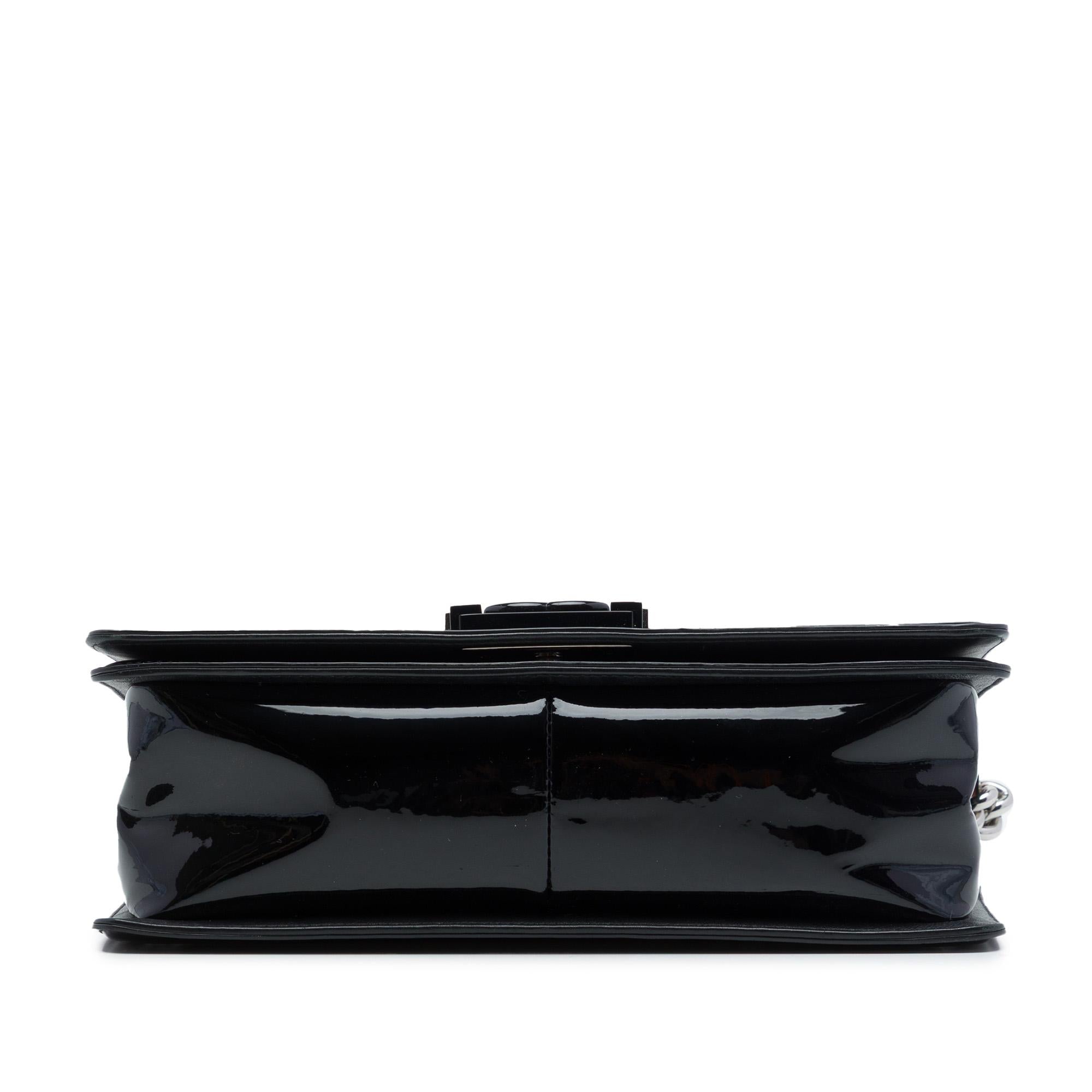 Chanel Old Medium Quilted Patent Acrylic Boy Flap