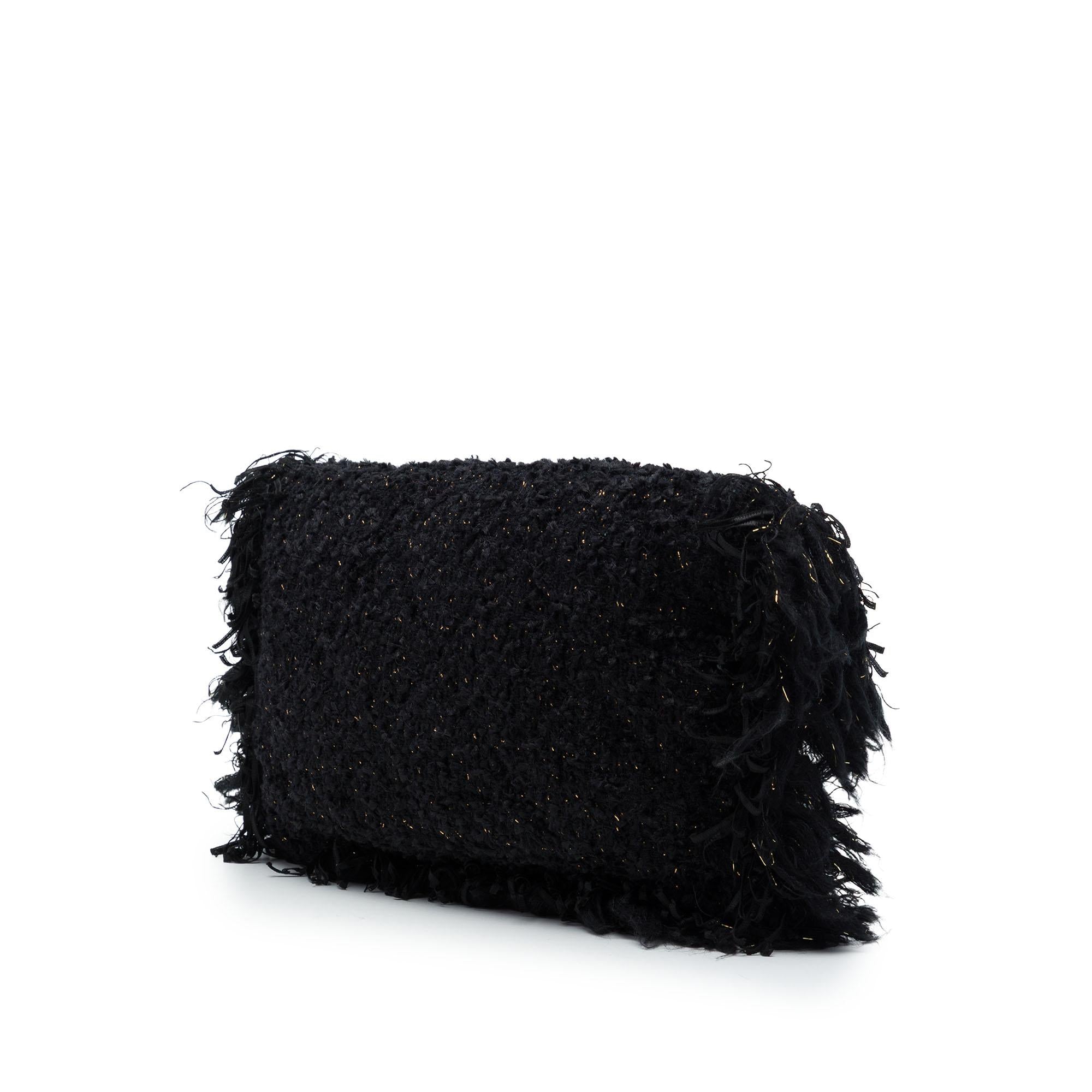 Chanel Paris Cosmopolite Tweed Fringe Clutch