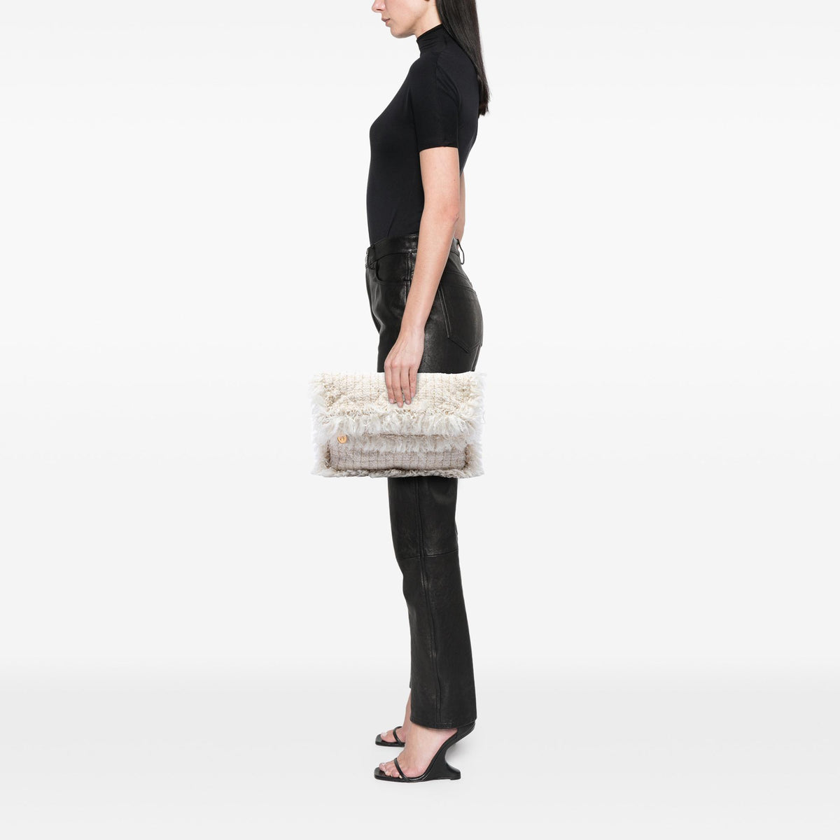 Chanel Paris Cosmopolite Tweed Fringe Clutch