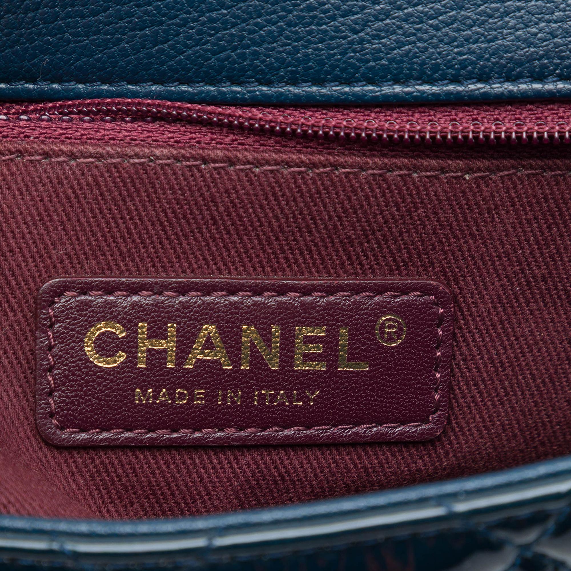 Chanel Paris Salzburg Medium Patent and Goatskin CC Eyelet Flap