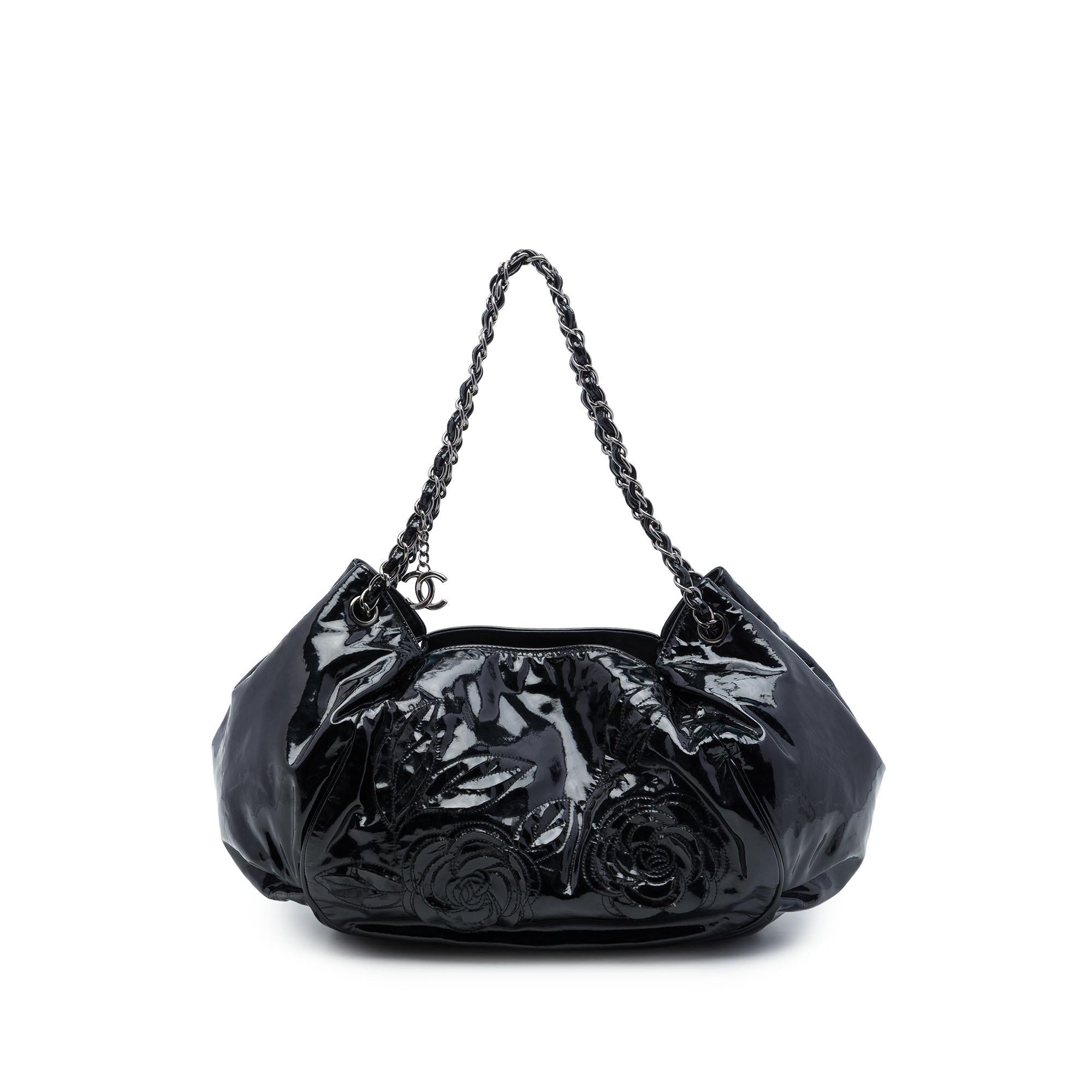 Chanel Patent Accordion Camellia Tote
