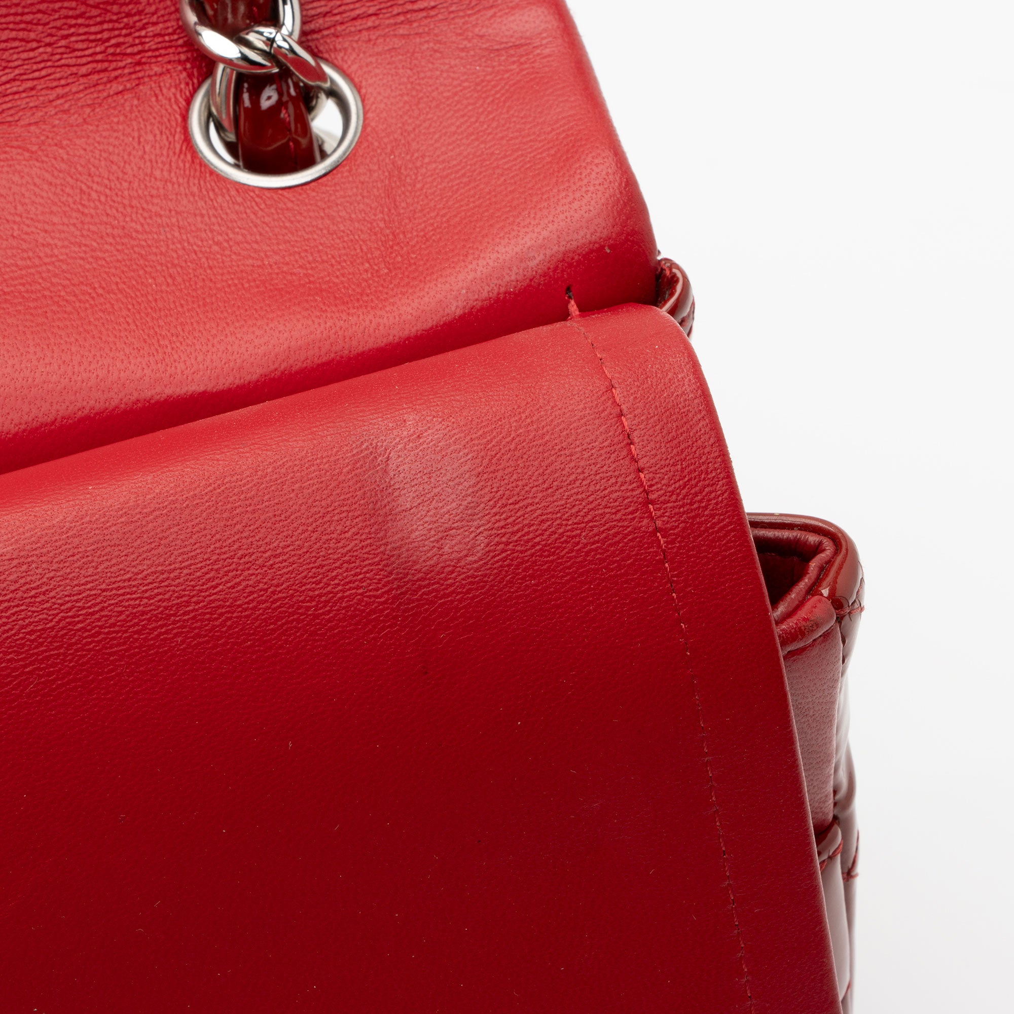 Chanel Patent Leather Classic Jumbo Double Flap Bag (SHF-Sit8OS)