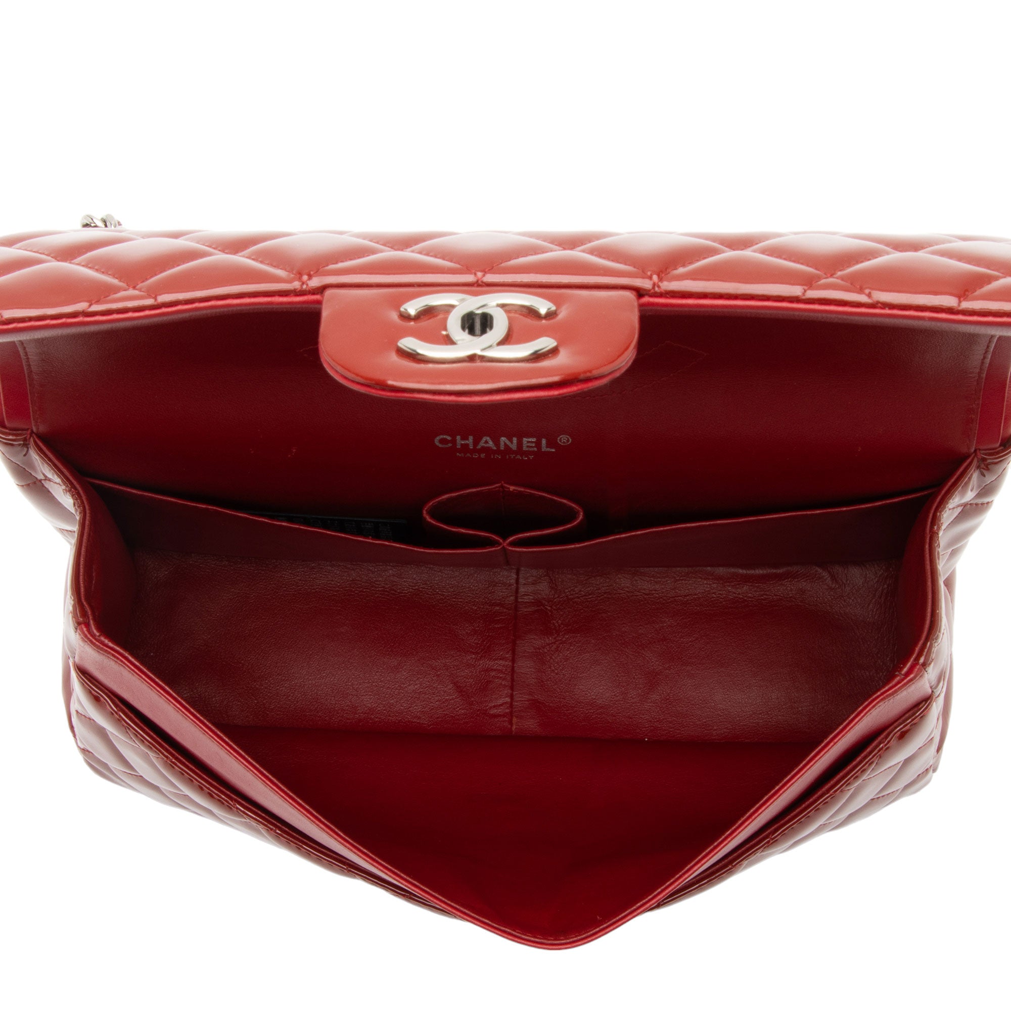 Chanel Patent Leather Classic Jumbo Double Flap Bag (SHF-Sit8OS)