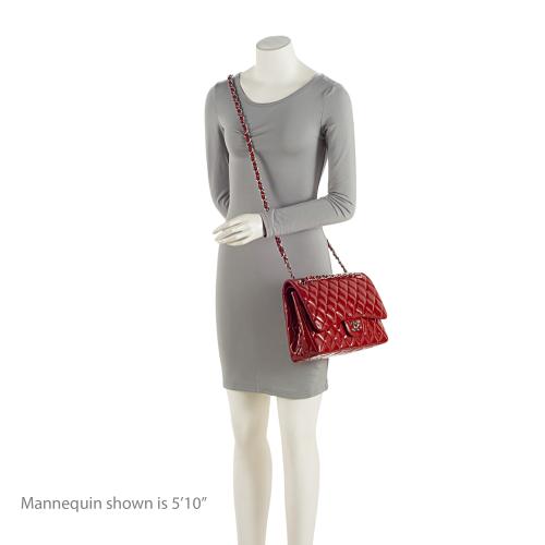 Chanel Patent Leather Classic Jumbo Double Flap Bag (SHF-Sit8OS)