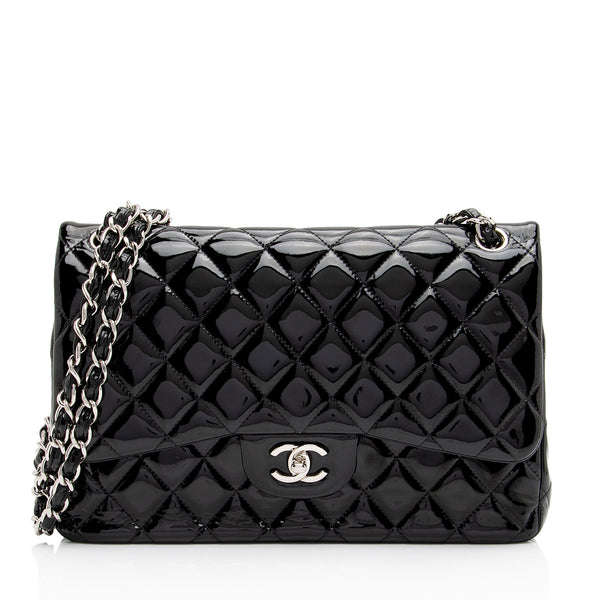Chanel Patent Leather Classic Jumbo Double Flap Bag (SHF-lMNM0P)