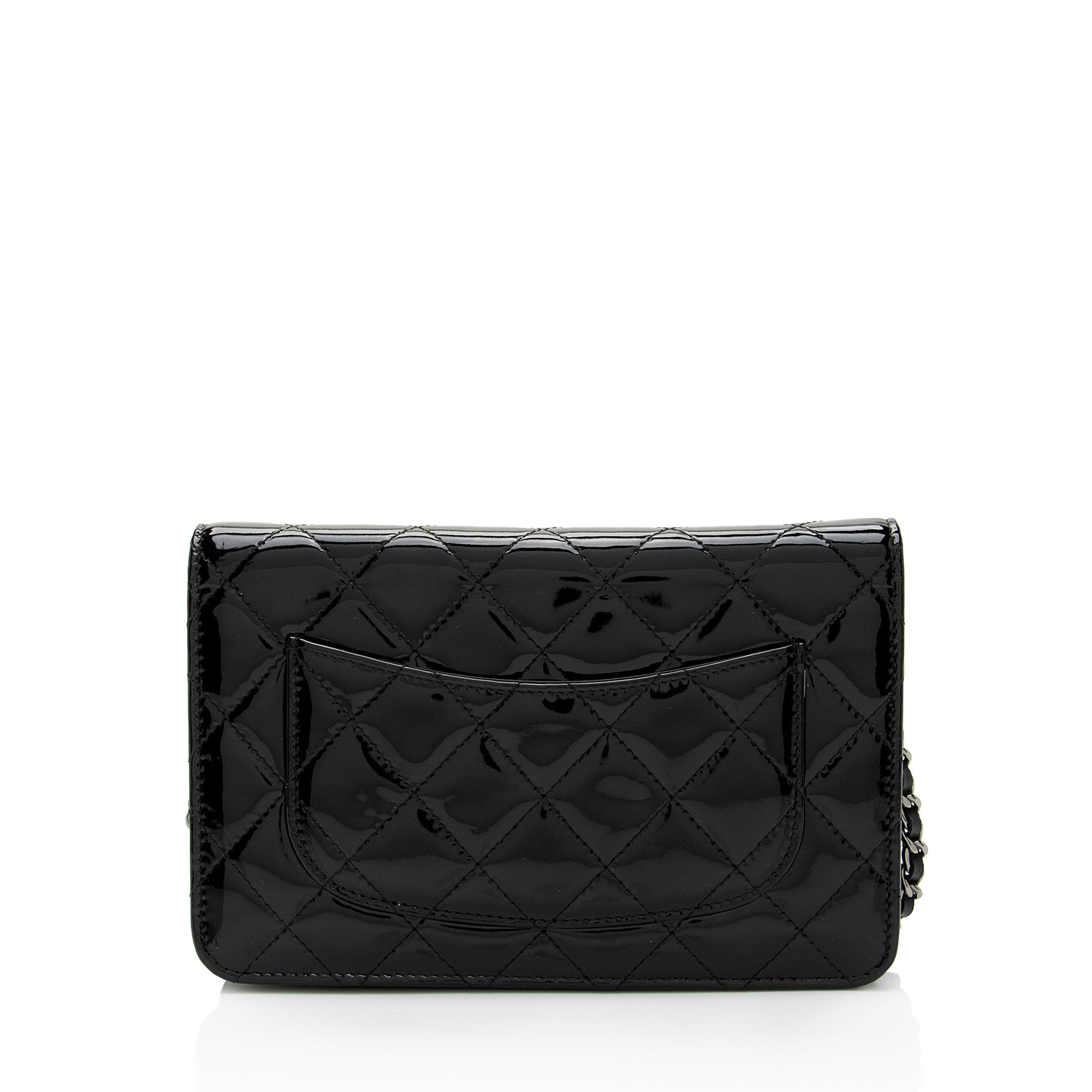 Chanel Patent Leather Classic Wallet on Chain (SHF-8fowjN)