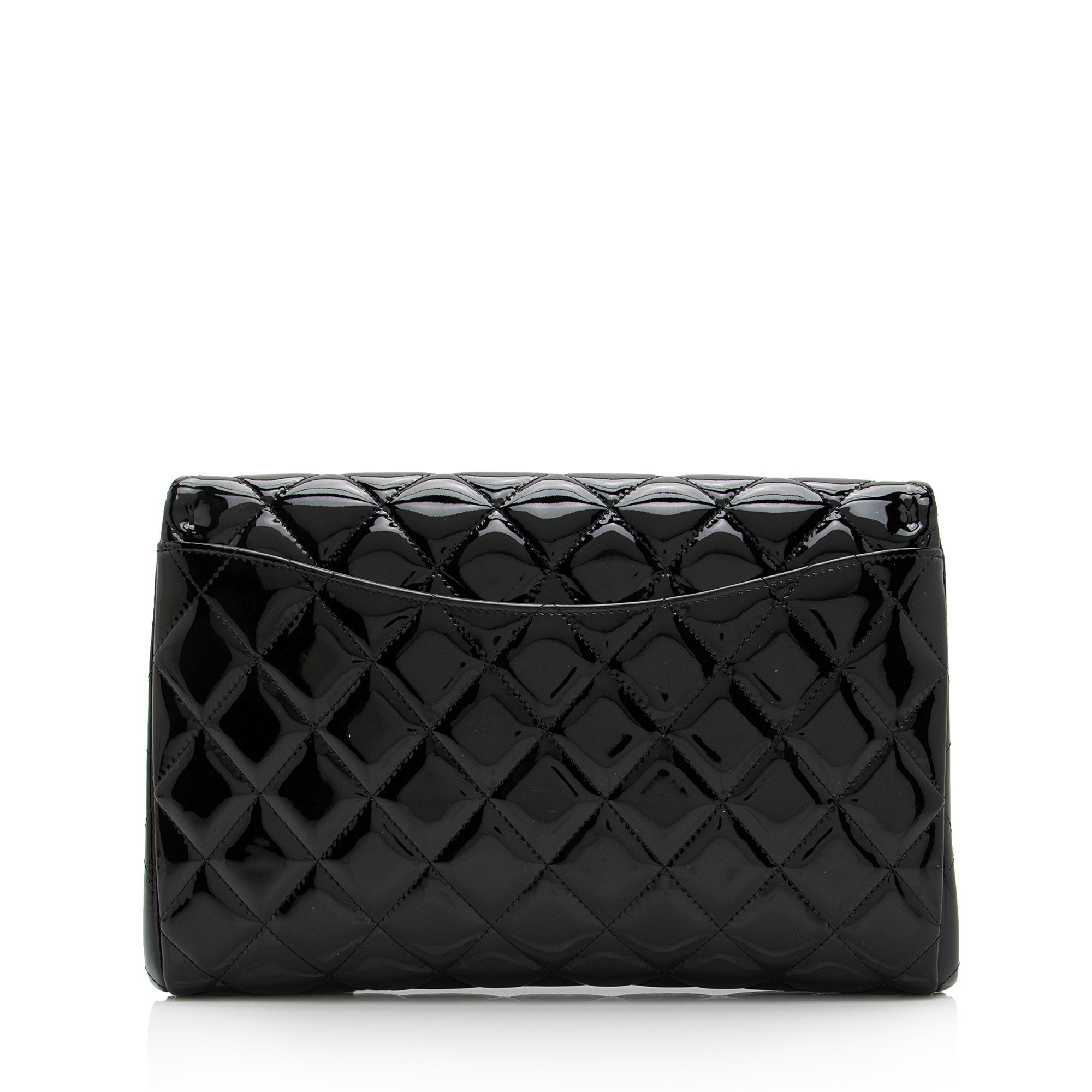 Chanel Patent Leather Flap Clutch on Chain (SHF-9c9WQx)