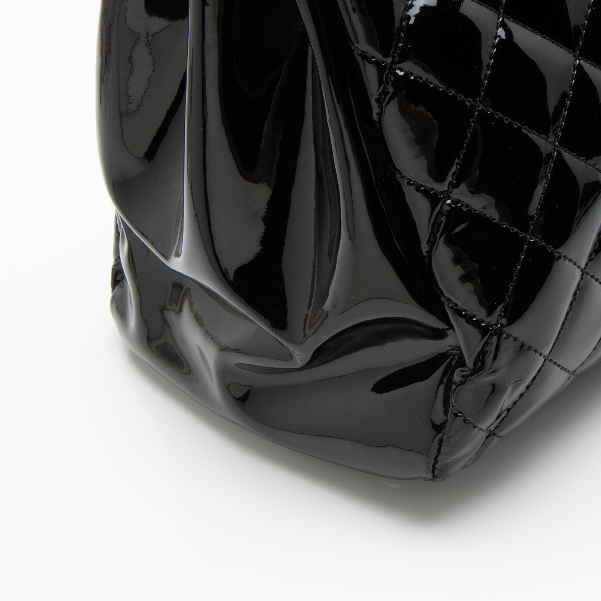 Chanel Patent Leather Just Mademoiselle Large Bowler Bag (SHF-ELuN7V)