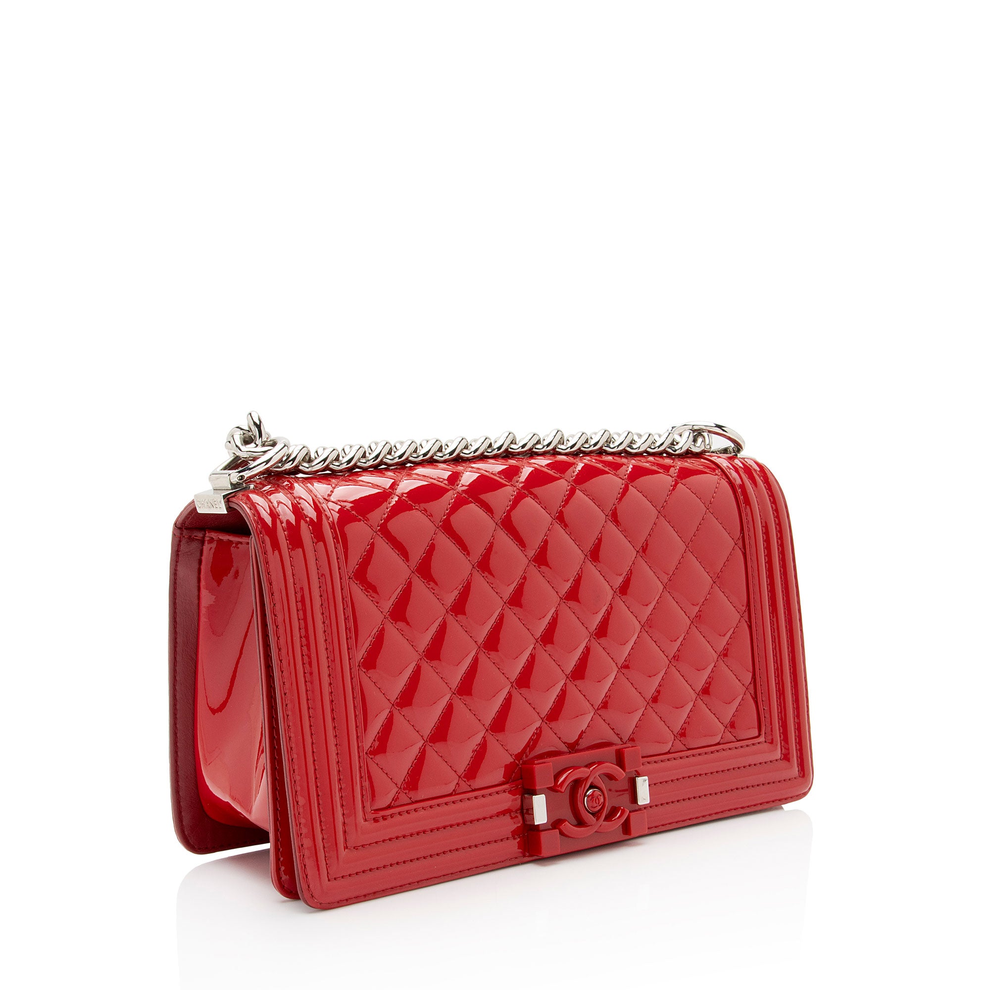 Chanel Patent Leather Plexiglass Old Medium Boy Bag