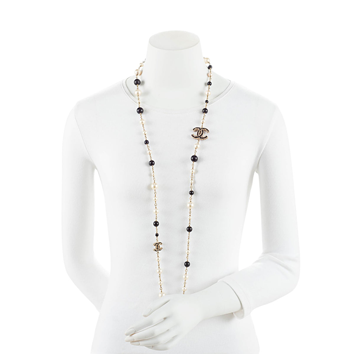 Chanel Pearl Enamel CC Long Necklace