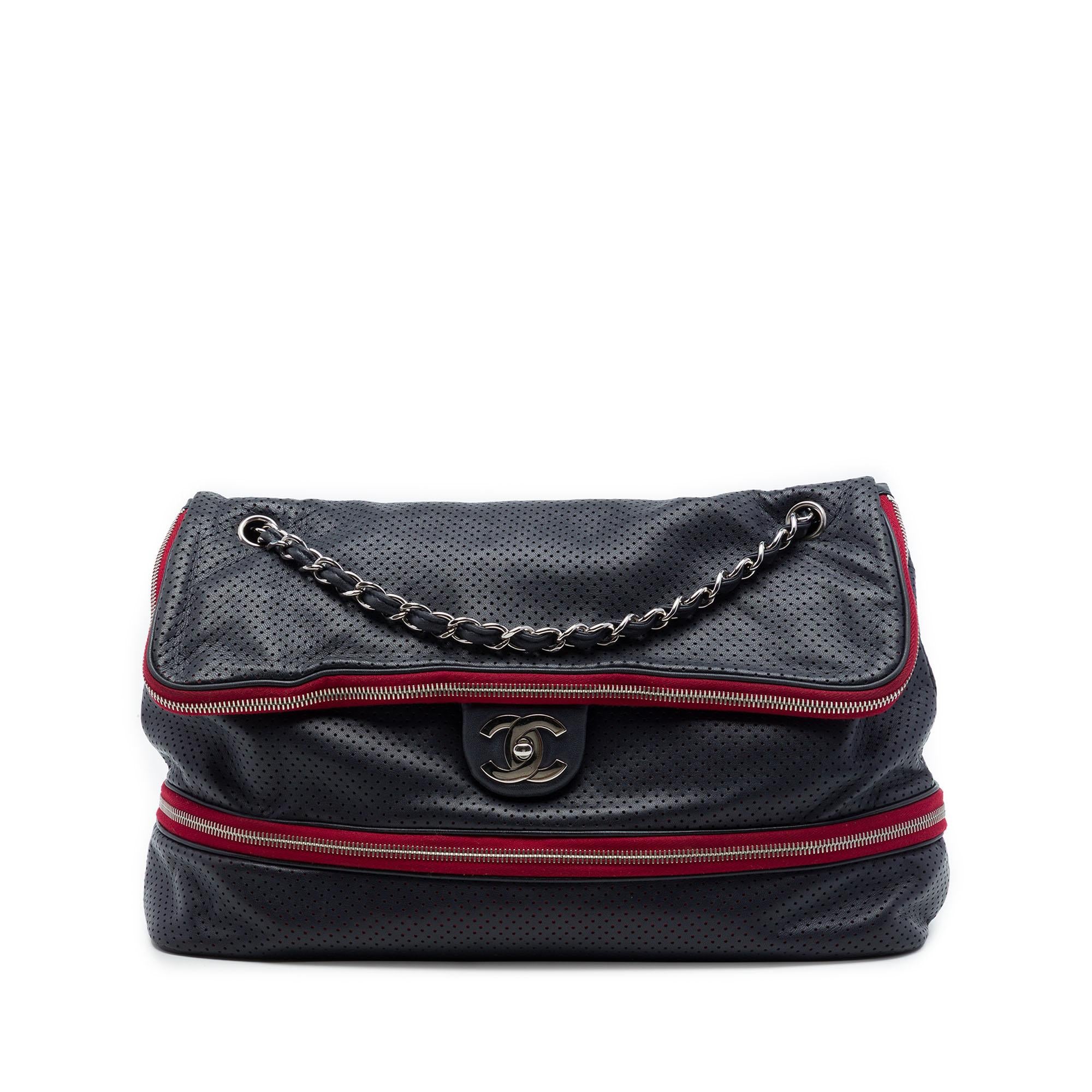 Chanel Perforated Calfskin Expandable Shoulder Bag
