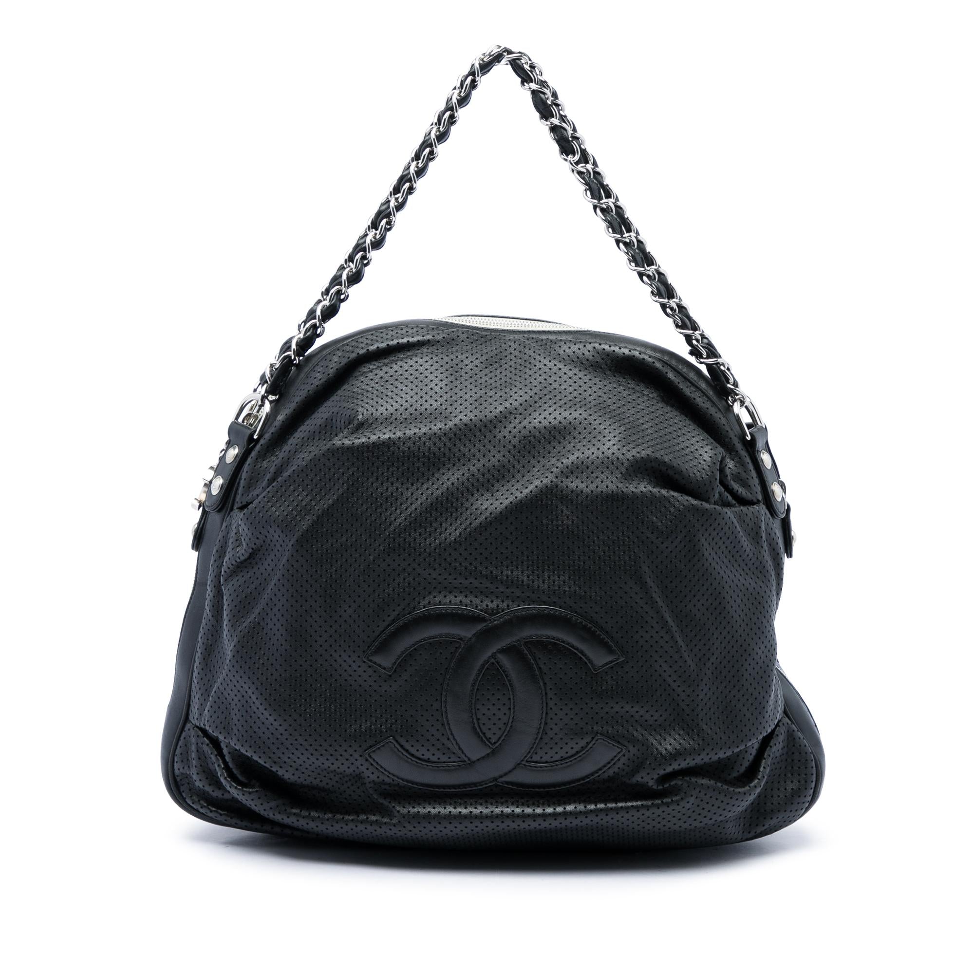 Chanel Perforated Lambskin Baseball Spirit Ligne Hobo