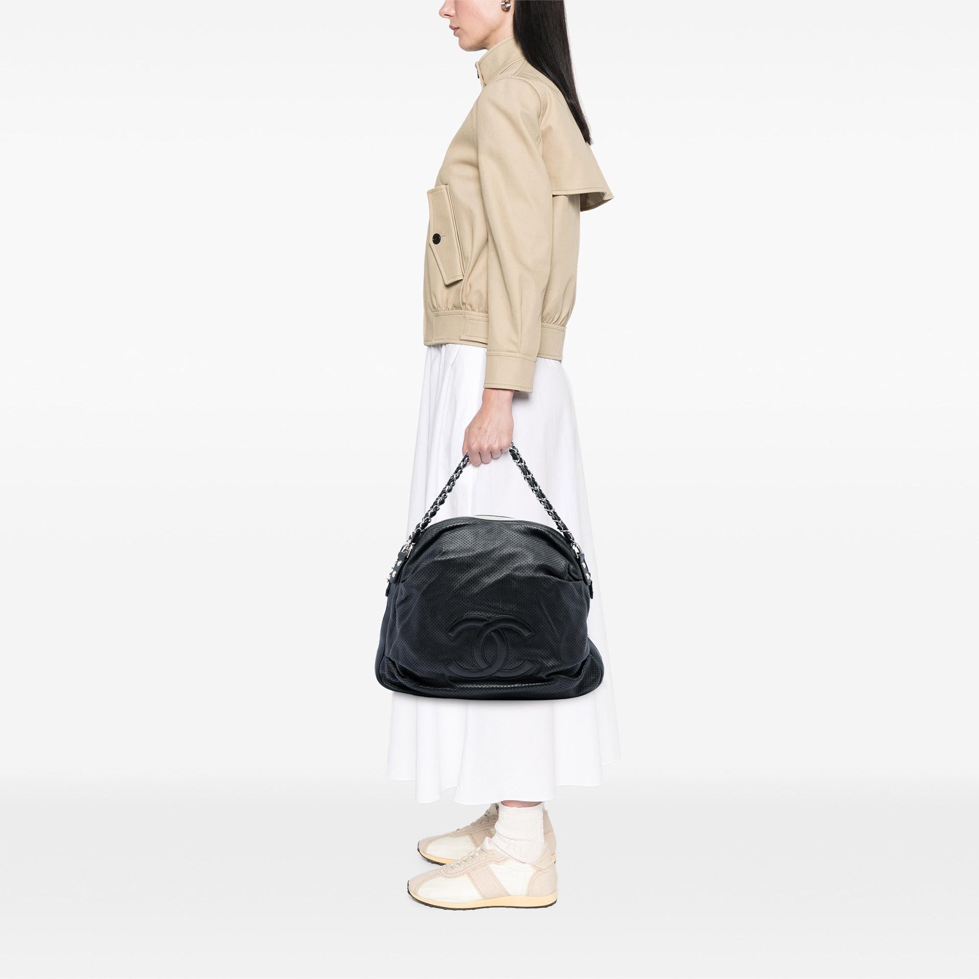 Chanel Perforated Lambskin Baseball Spirit Ligne Hobo