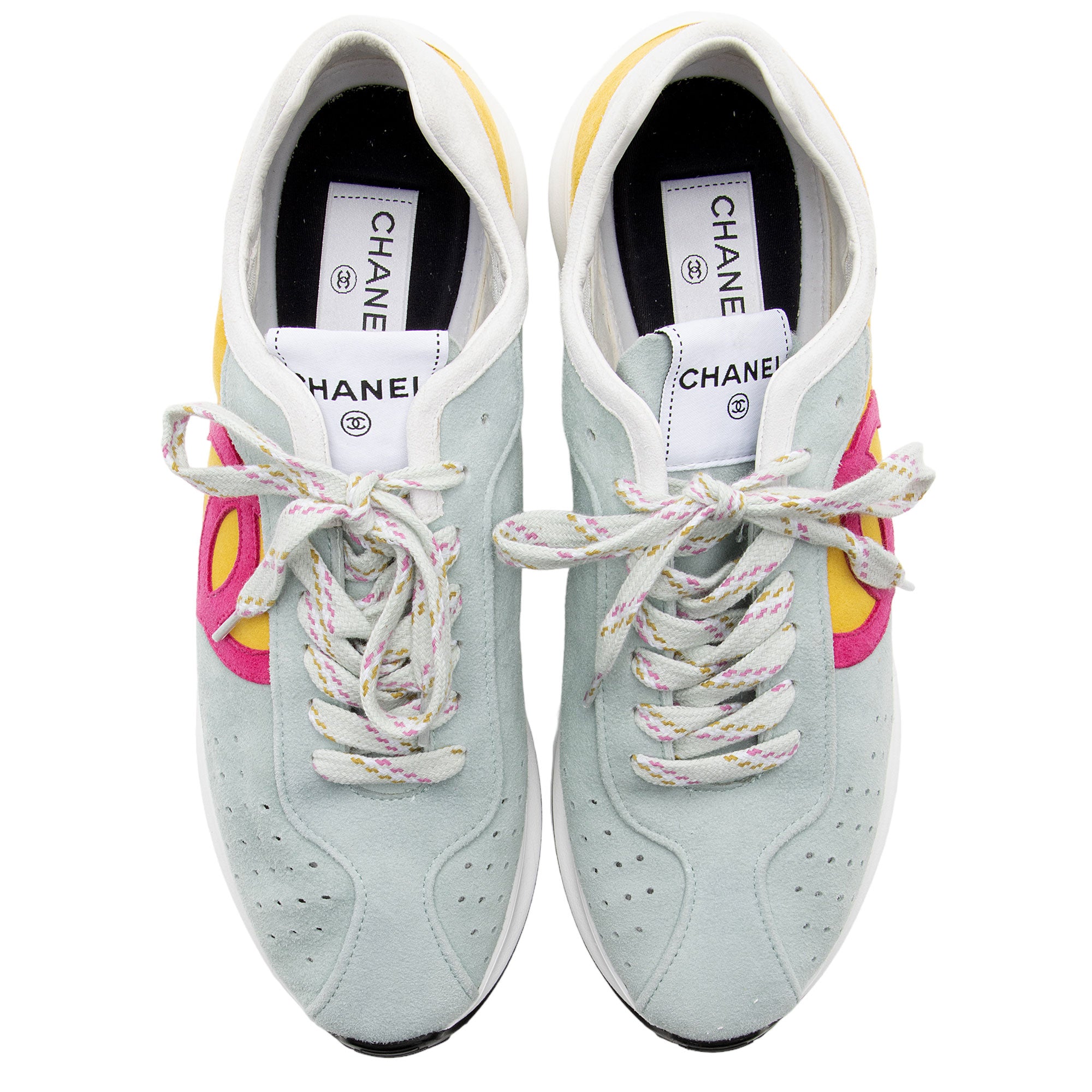 Chanel Perforated Suede Kidskin CC Sneakers - Size 10 / 40 (SHF-9fAeml)