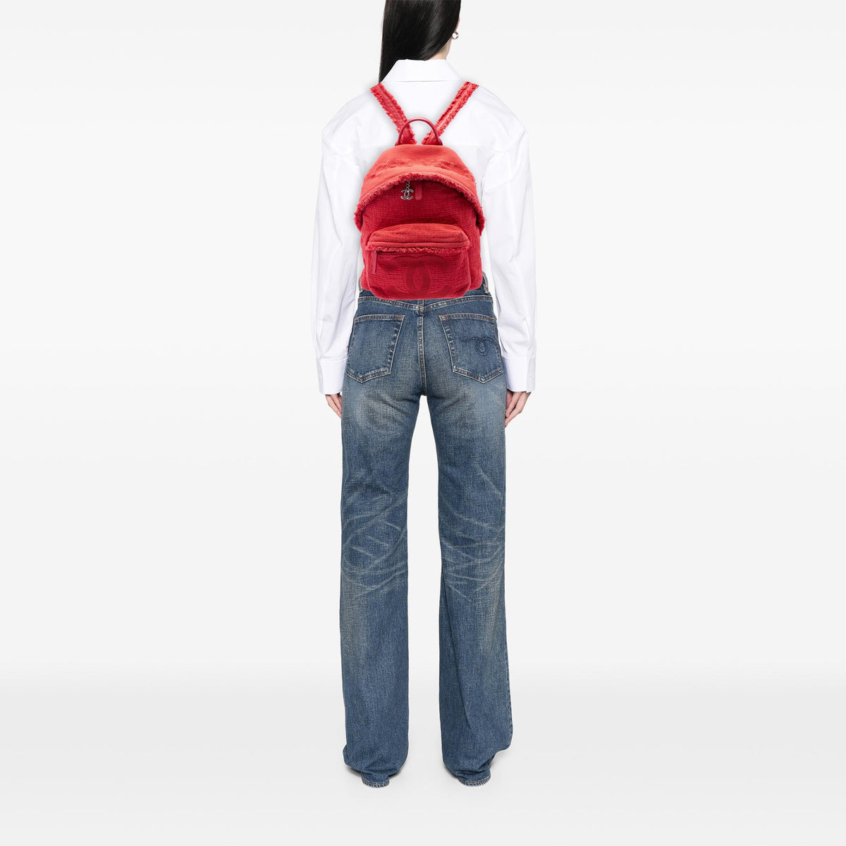Chanel Quilted Canvas Front Pocket Fringe Backpack