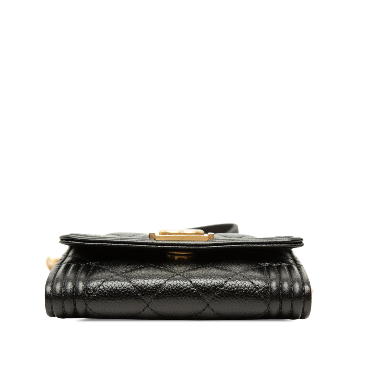Chanel Quilted Caviar Boy Card Holder with Chain
