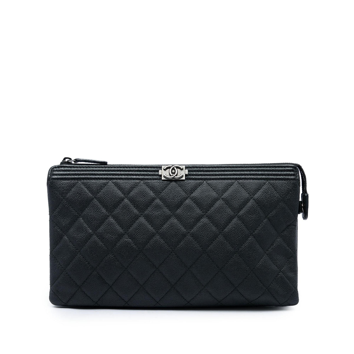 Chanel Quilted Caviar Boy O Case Zip Clutch