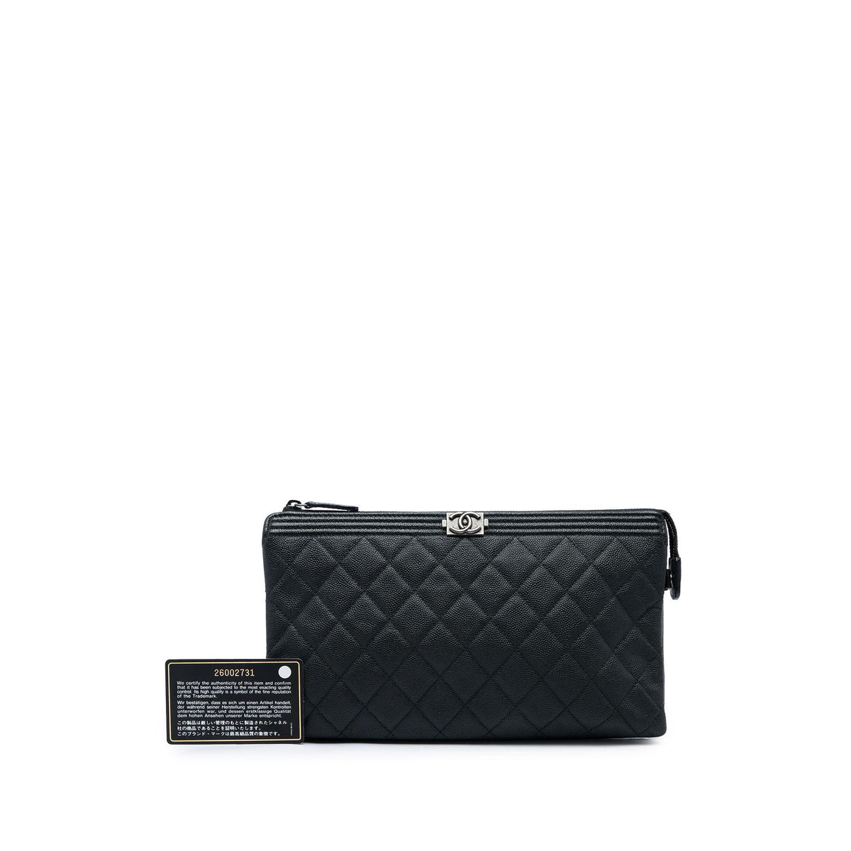 Chanel Quilted Caviar Boy O Case Zip Clutch