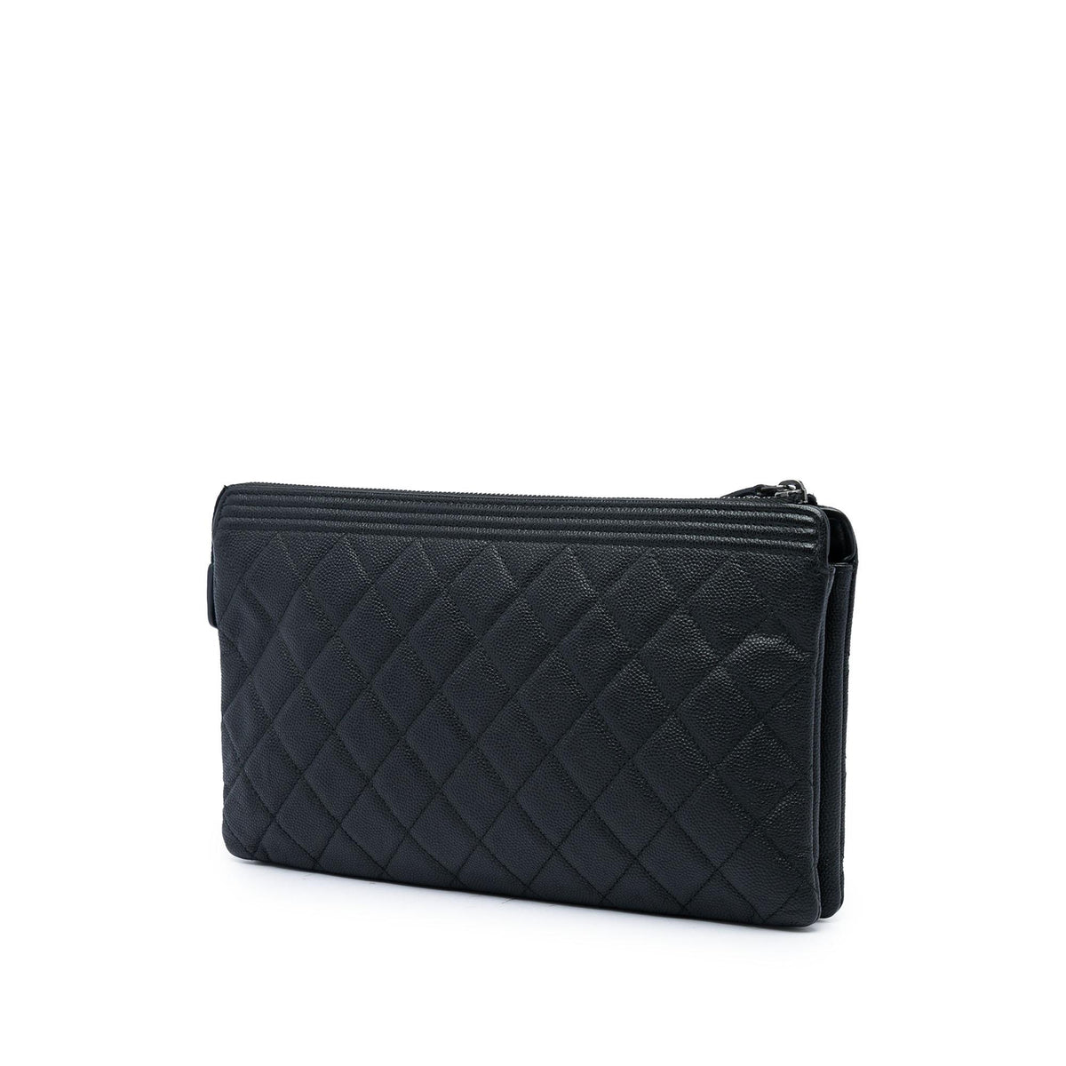 Chanel Quilted Caviar Boy O Case Zip Clutch