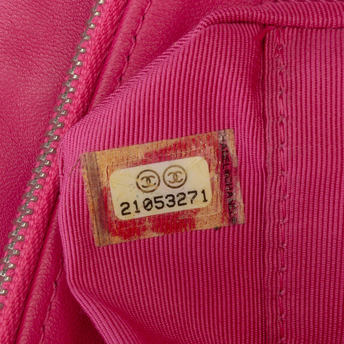 Chanel Quilted Caviar CC Enamel Double Zip Clutch