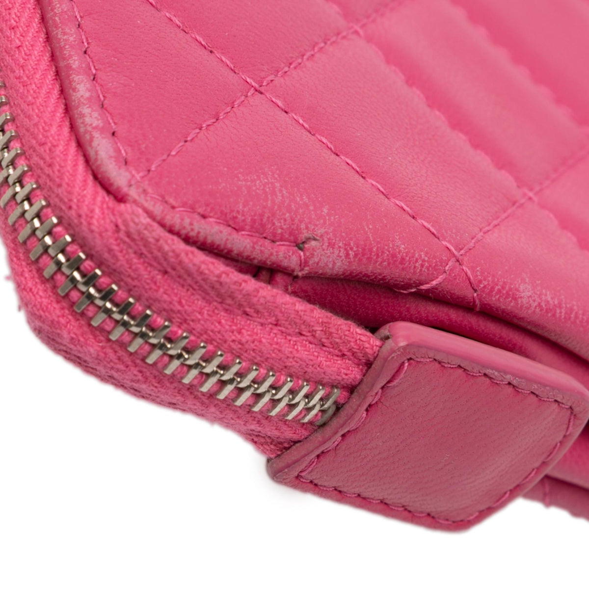 Chanel Quilted Caviar CC Enamel Double Zip Clutch