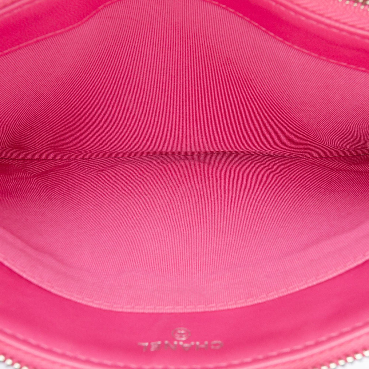 Chanel Quilted Caviar CC Enamel Double Zip Clutch