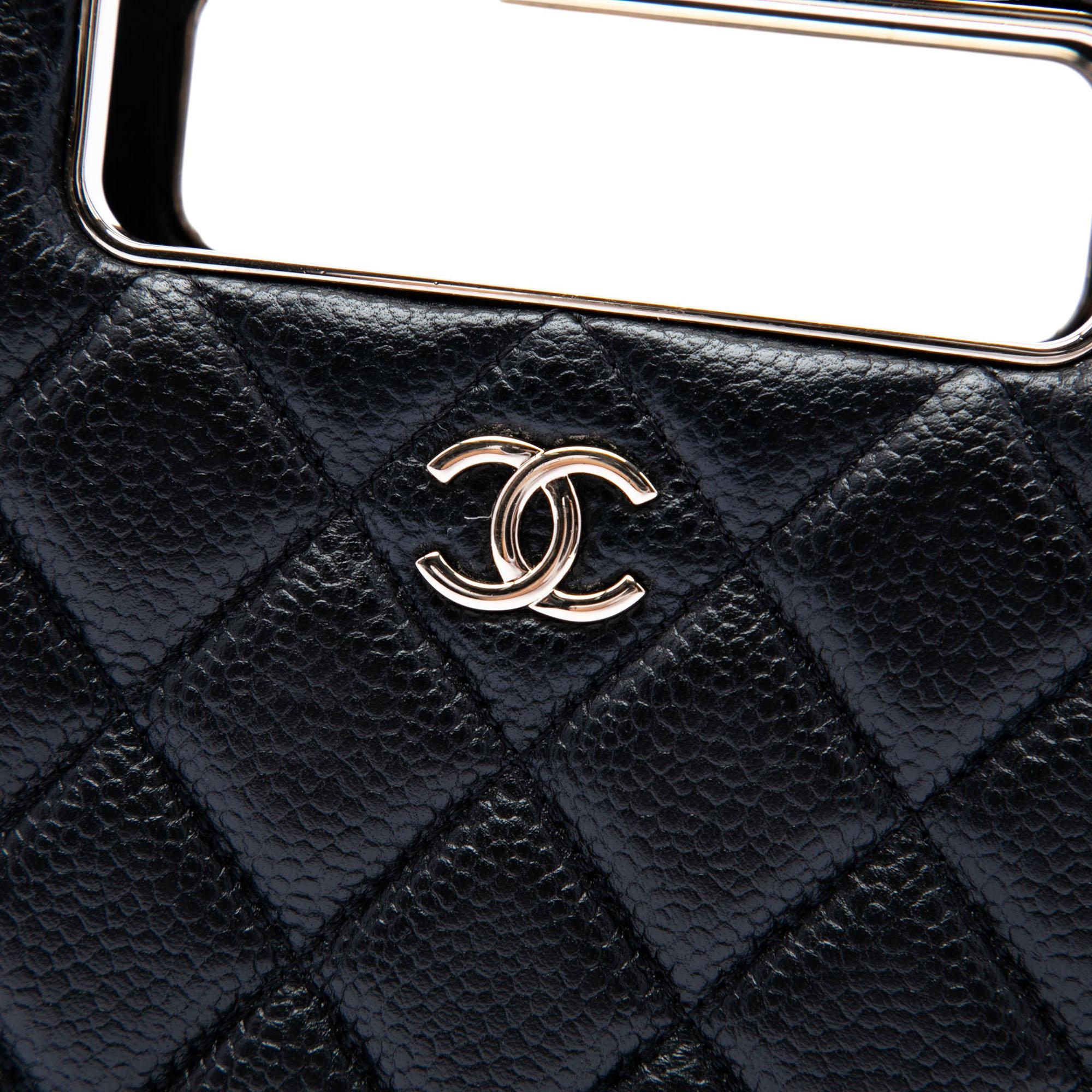 Chanel Quilted Caviar Chain Around Cut Out Evening Box Bag