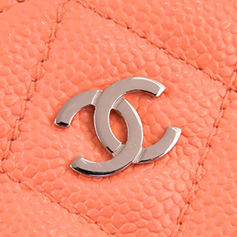 Chanel Quilted Caviar Round Clutch With Chain (SHG-gLWhRd)