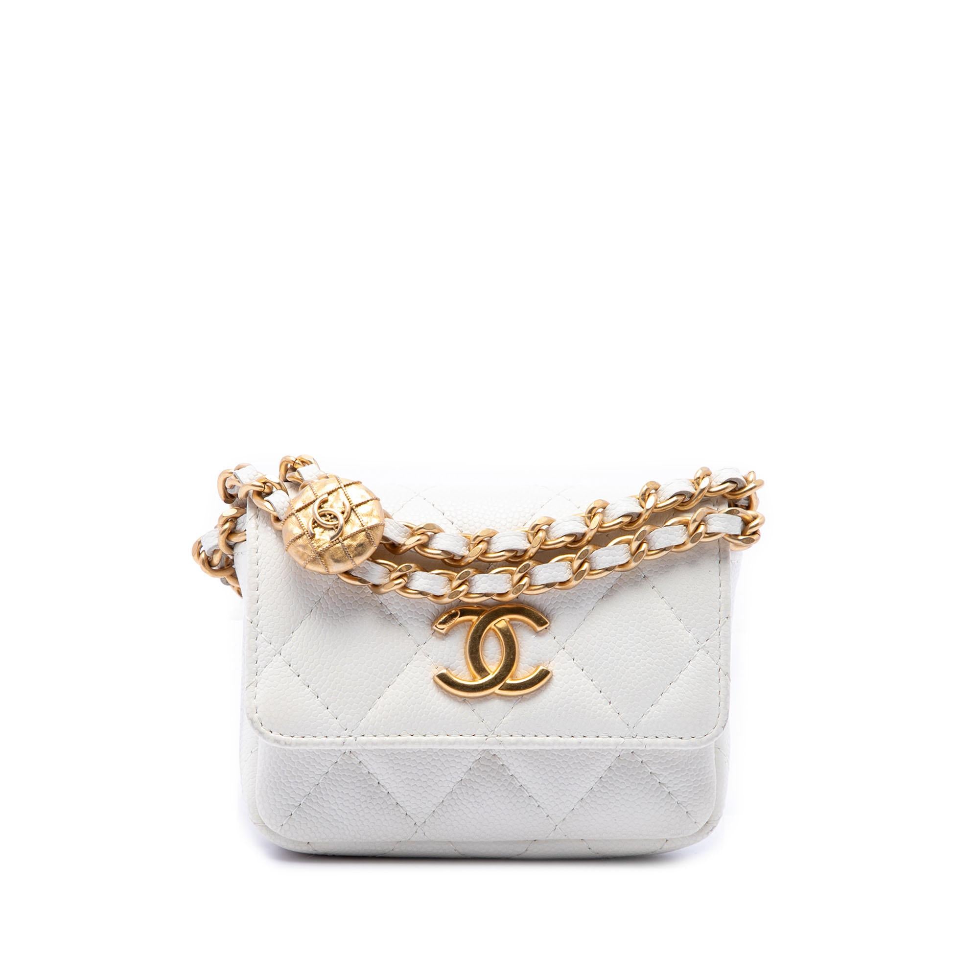Chanel Quilted Caviar Twist Your Buttons Flap Chain Belt Bag