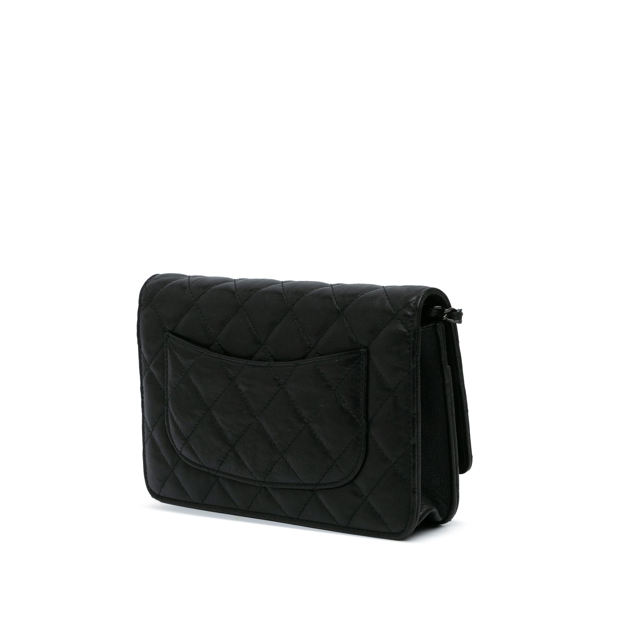 Chanel Quilted Crumpled Calfskin So Black Wallet On Chain (SHG-VI9SVY)