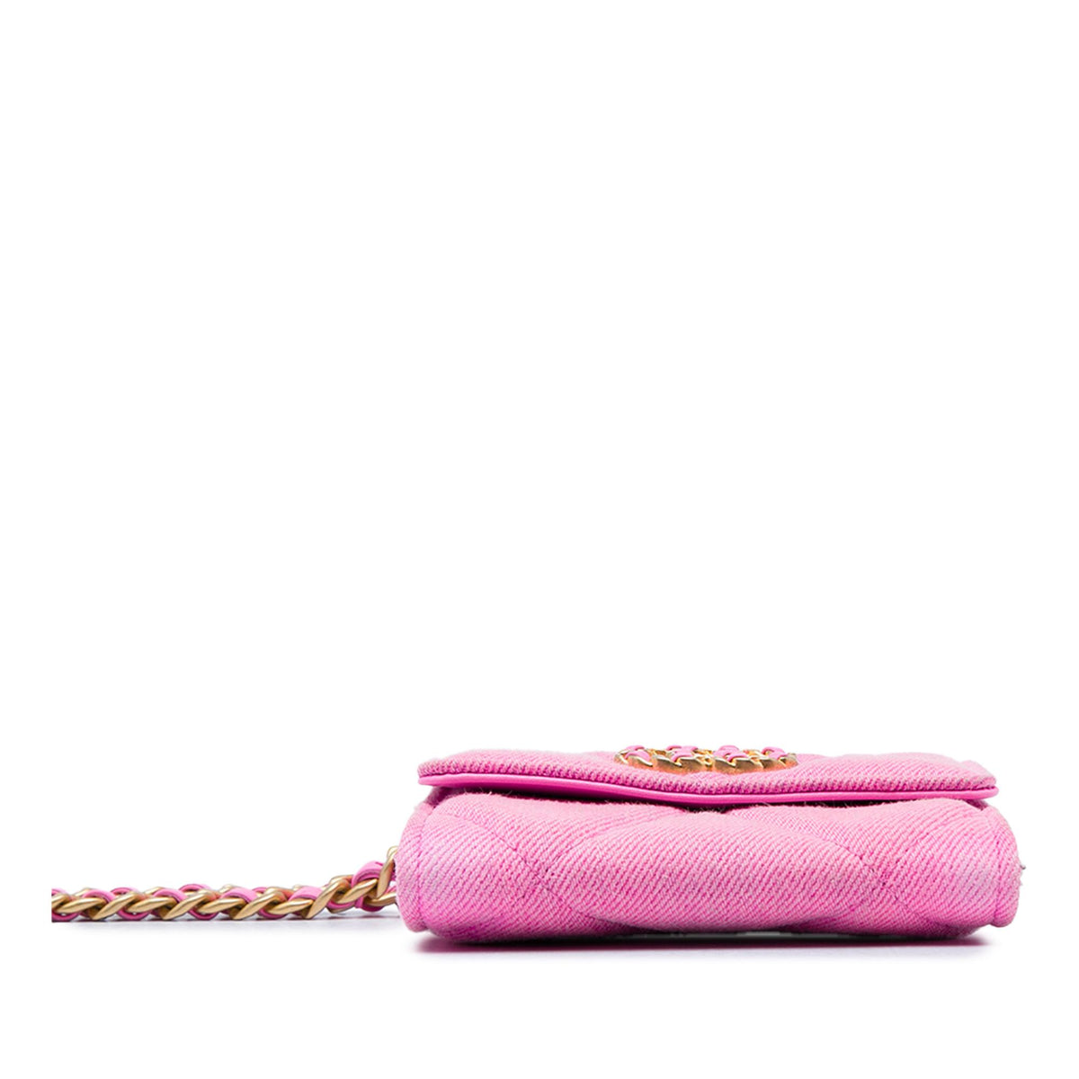 Chanel Quilted Denim 19 Flap Coin Purse With Chain