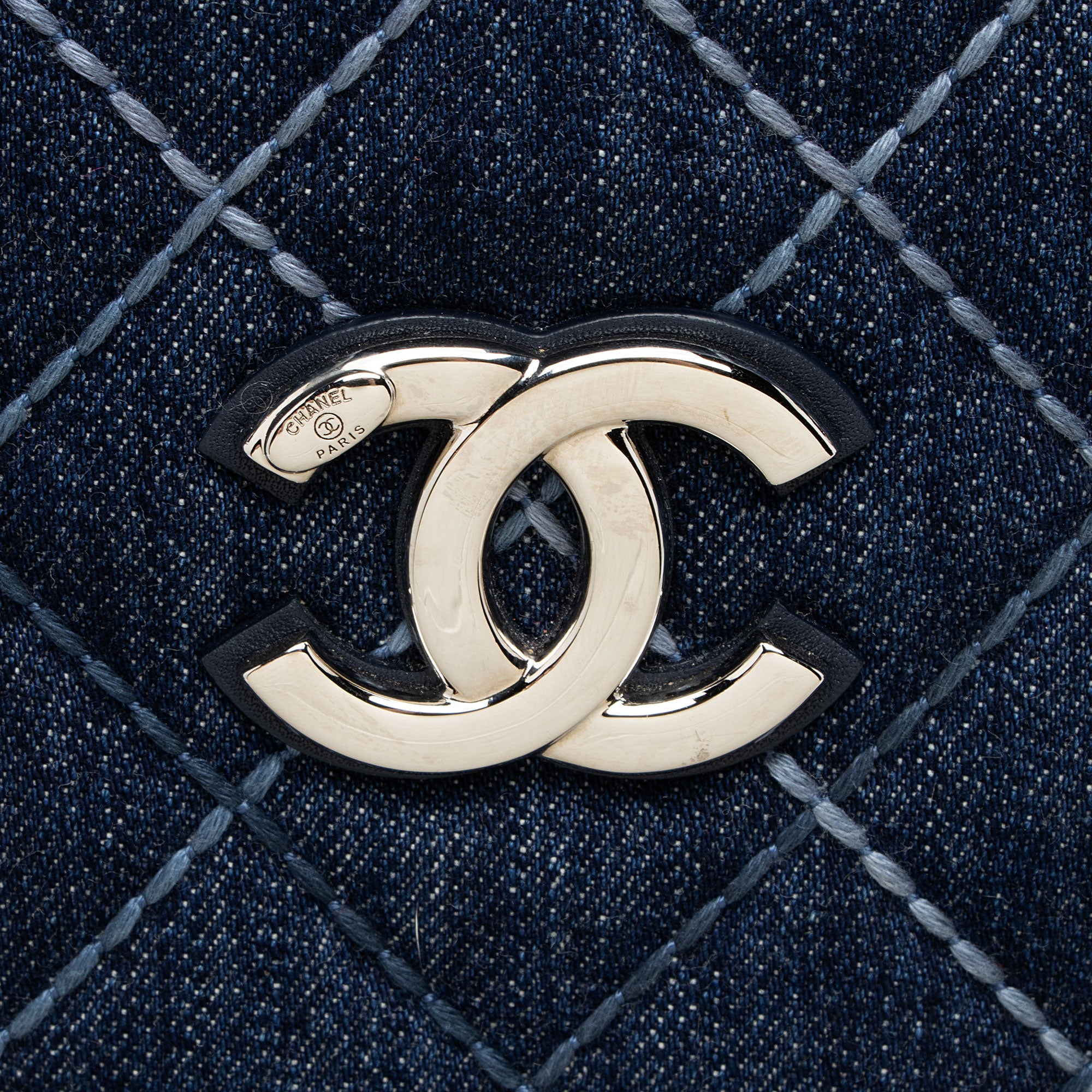 Chanel Quilted Denim Coco Handle Shopping Tote