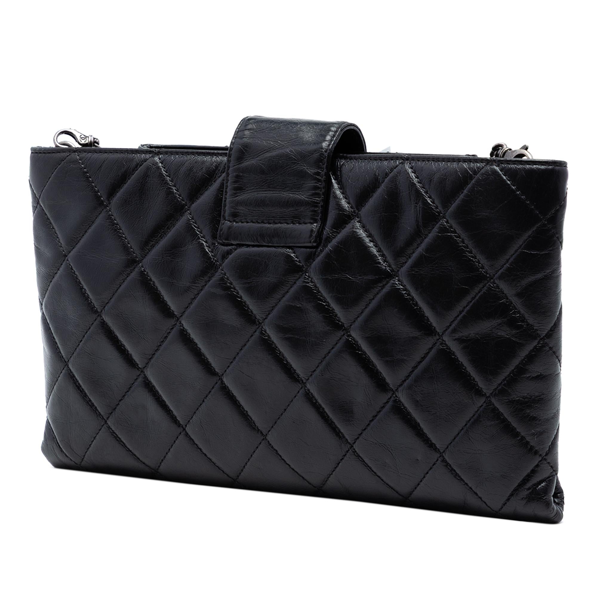 Chanel Quilted Glazed Calfskin Coco Pleats Chain Clutch