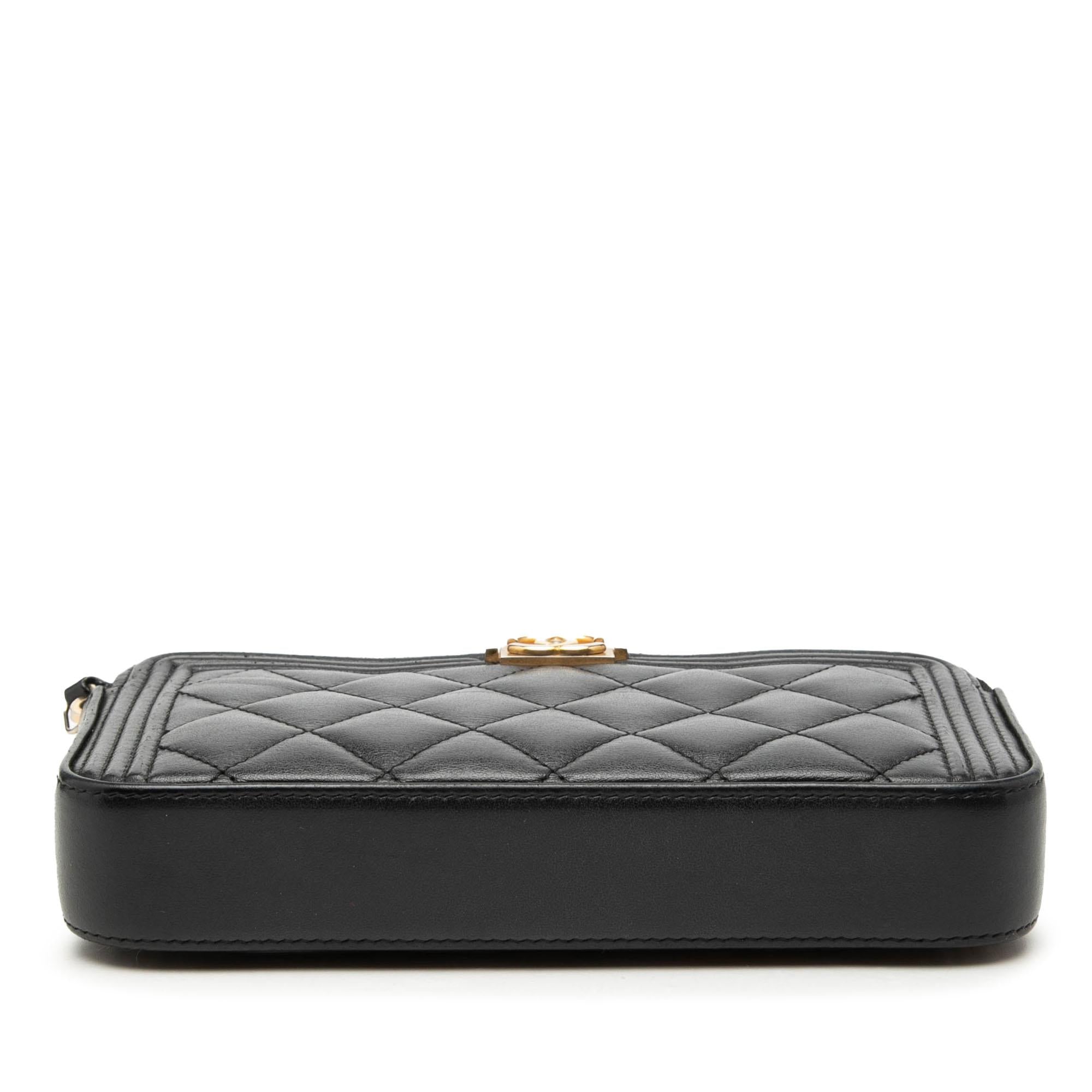 Chanel Quilted Lambskin Boy Double Zip Wallet On Chain