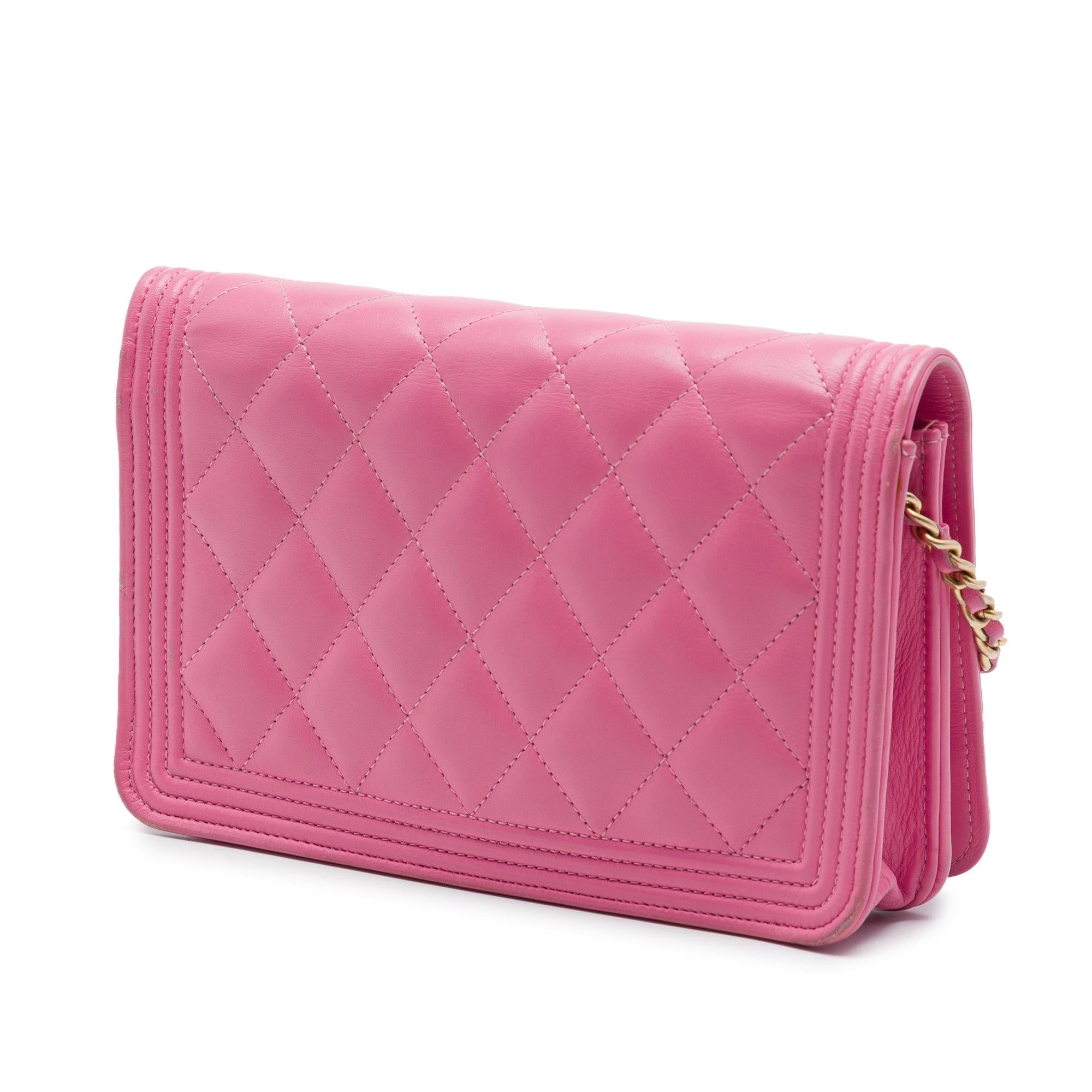 Chanel Quilted Lambskin Boy Wallet On Chain