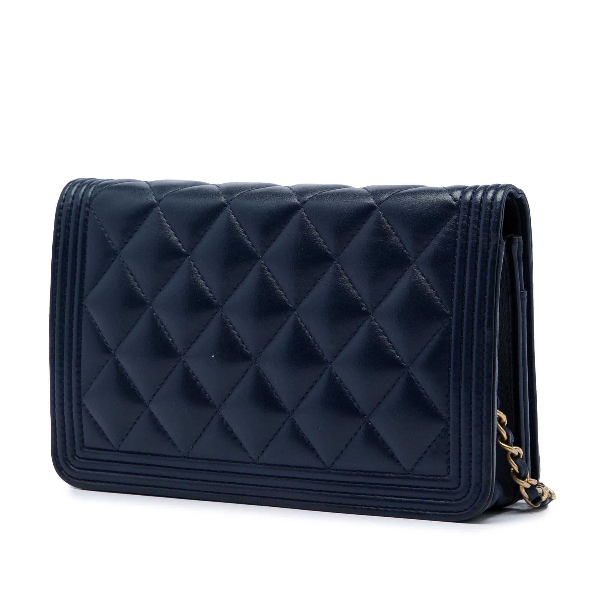 Chanel Quilted Lambskin Boy Wallet On Chain