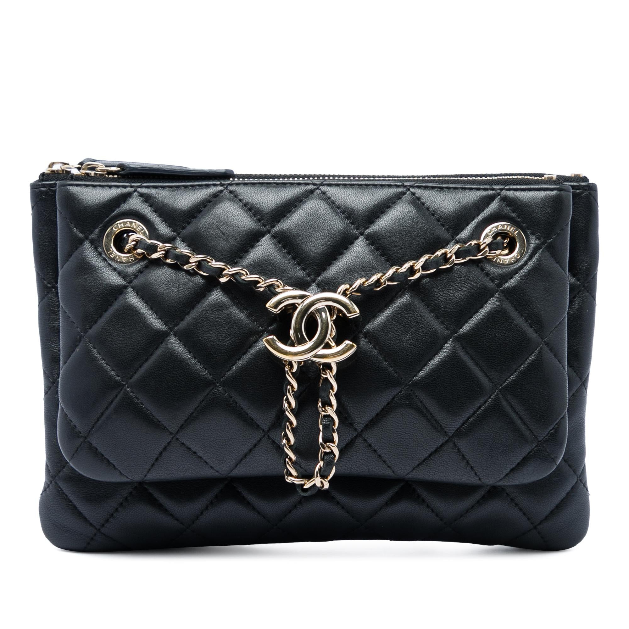 Chanel Quilted Lambskin Double Case with Chain