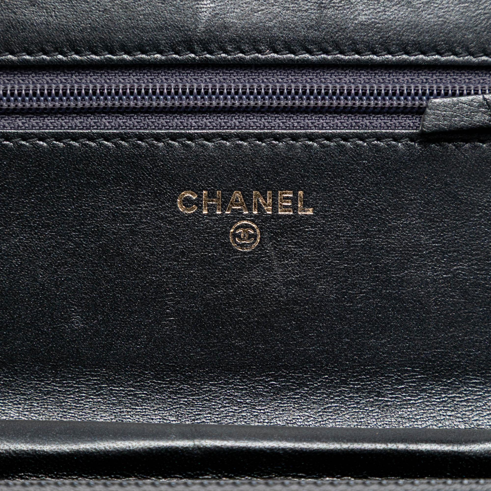 Chanel Quilted Lambskin Double Stitch Boy Wallet On Chain