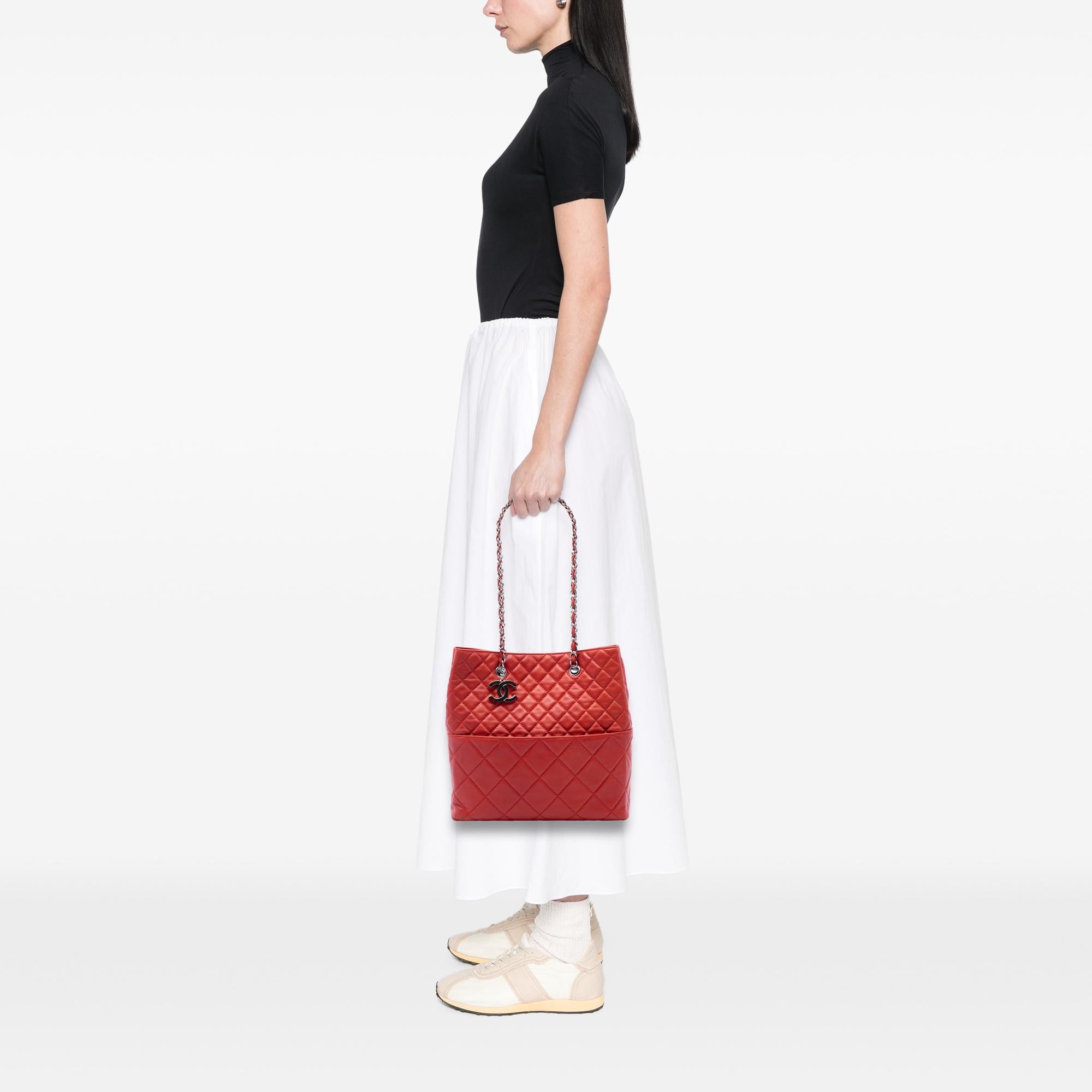Chanel Quilted Lambskin In The Business North South Tote